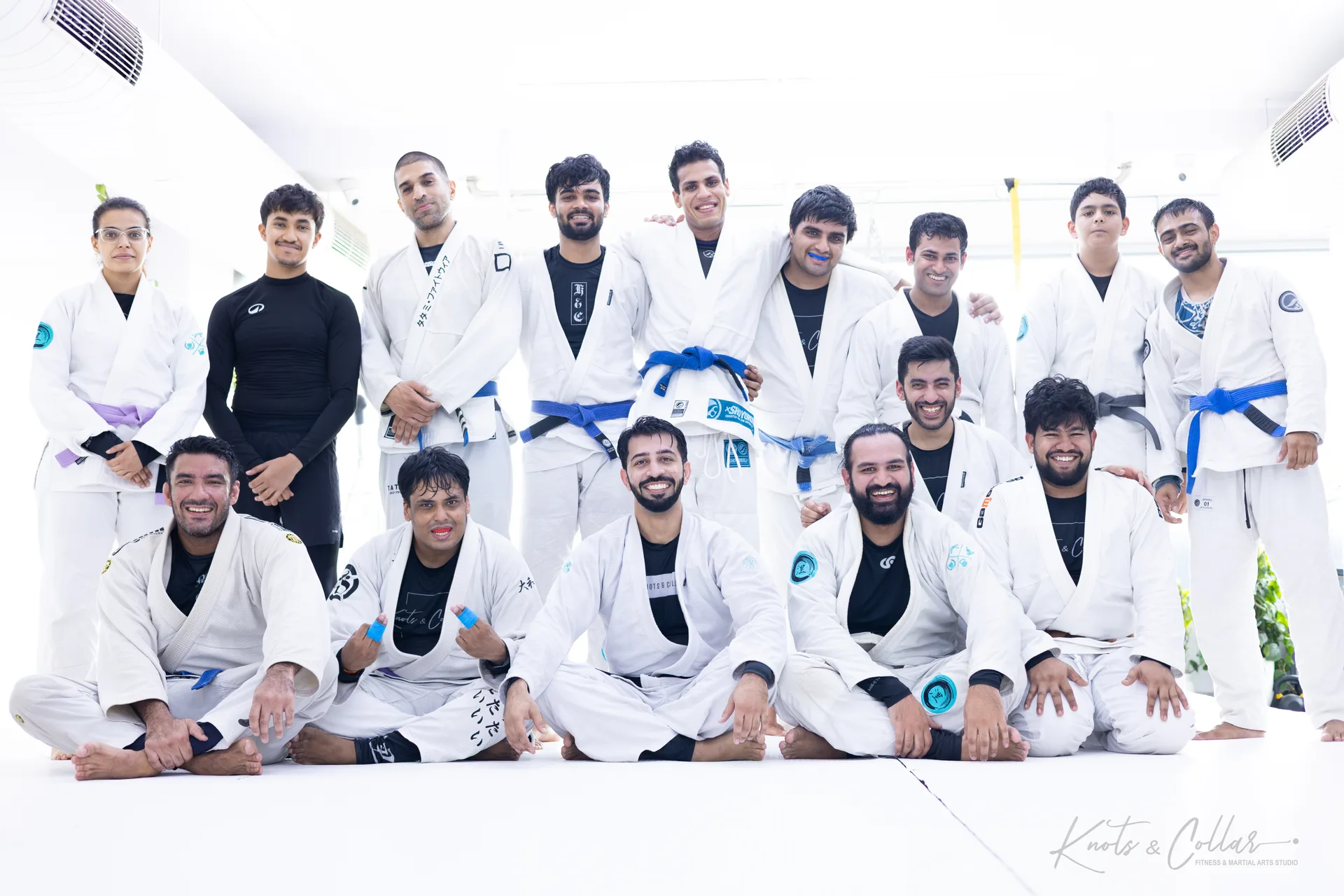 The Knots & Collar academy team after a Brazilian Jiu-Jitsu class in Defence Colony, New Delhi