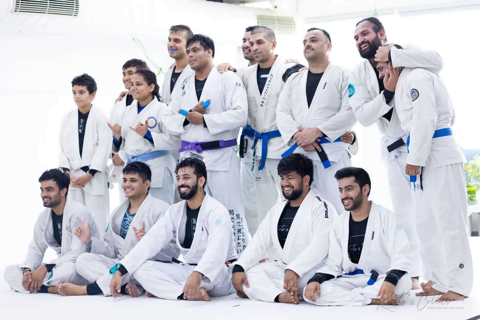 The Knots & Collar Brazilian jiu-jitsu team together after training in Defence Colony, New Delhi