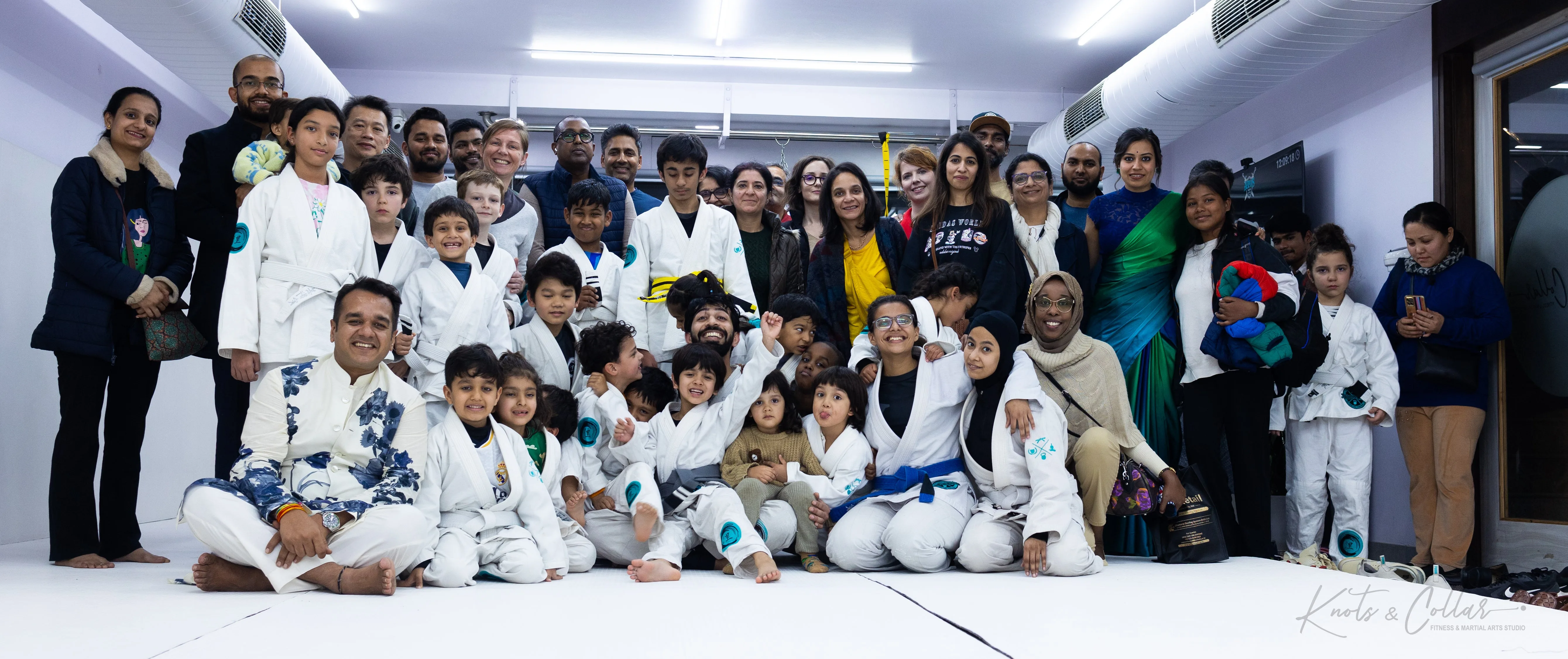 Knots & Collar BJJ academy community, including students, parents, and children, in Delhi India