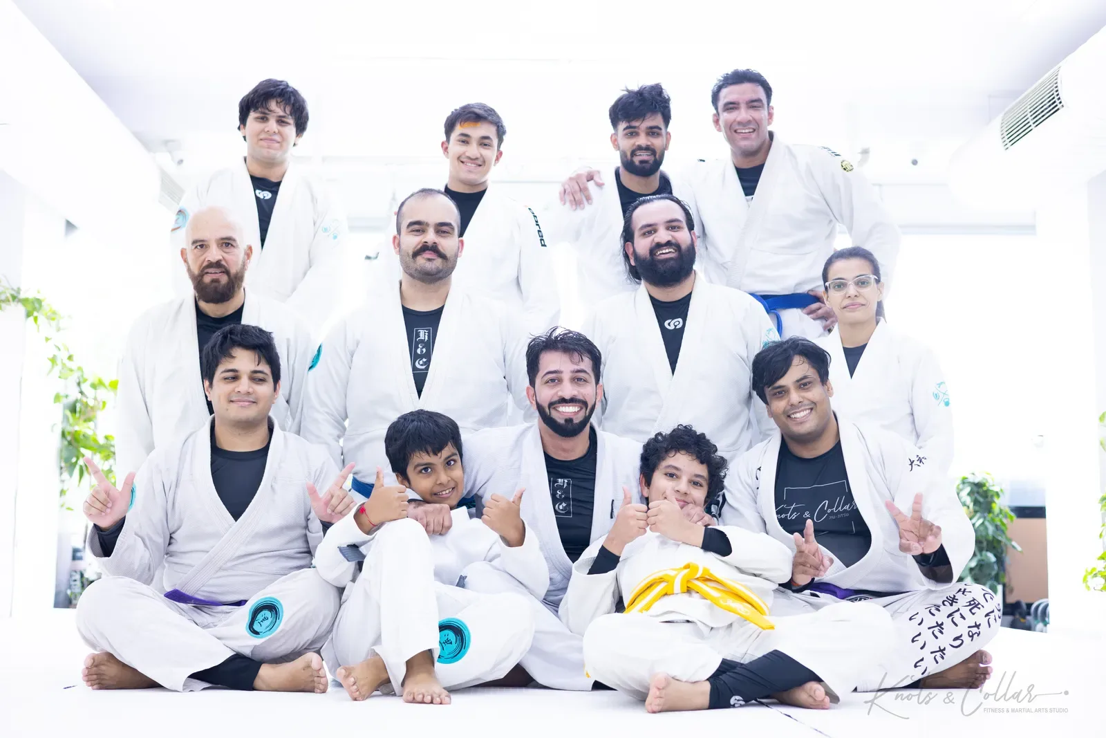 The class together after a Sunday Brazilian Jiu-Jitsu session at Knots & Collar, Defence Colony, New Delhi
