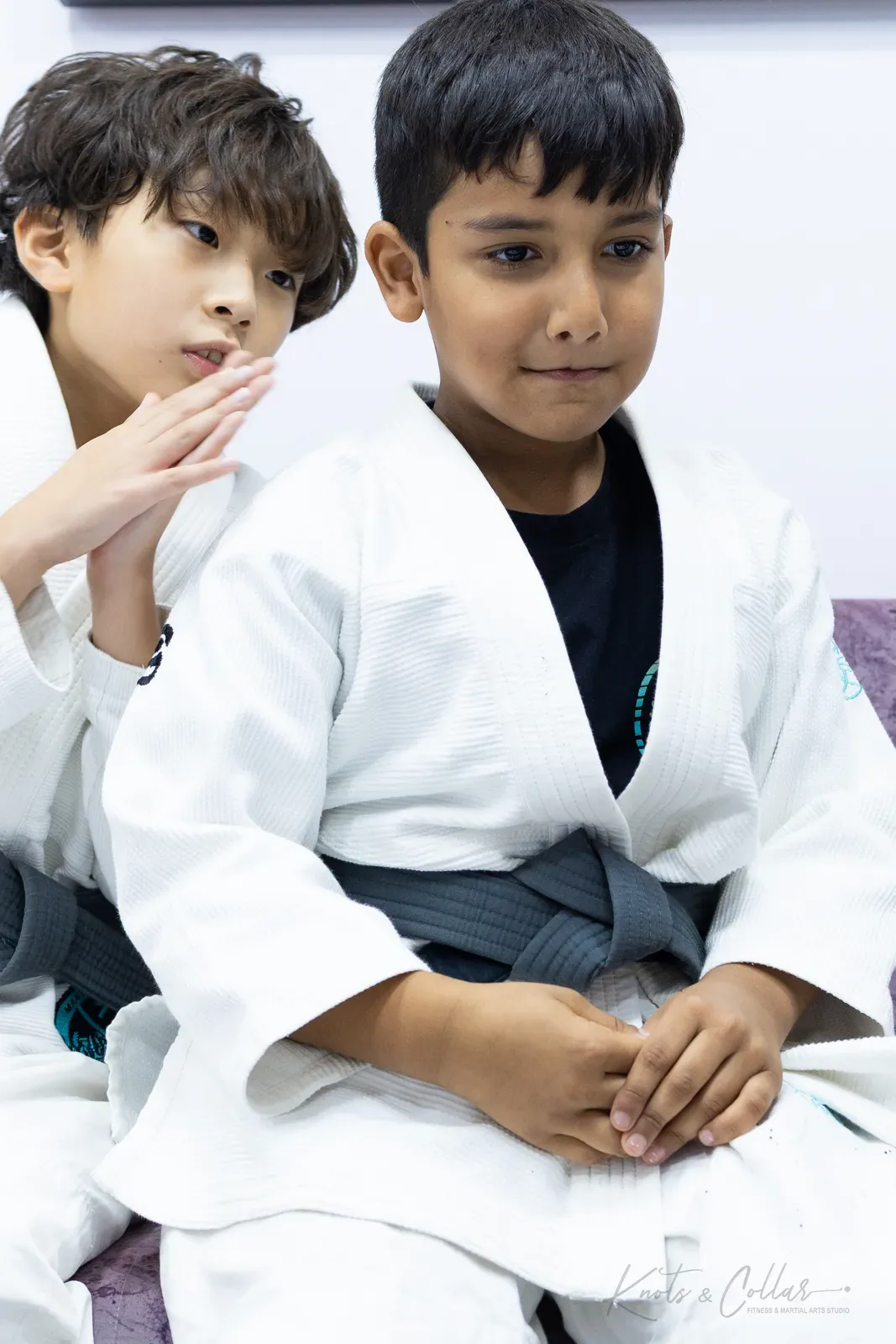 A young student on the mat at Knots & Collar, Defence Colony, New Delhi, India