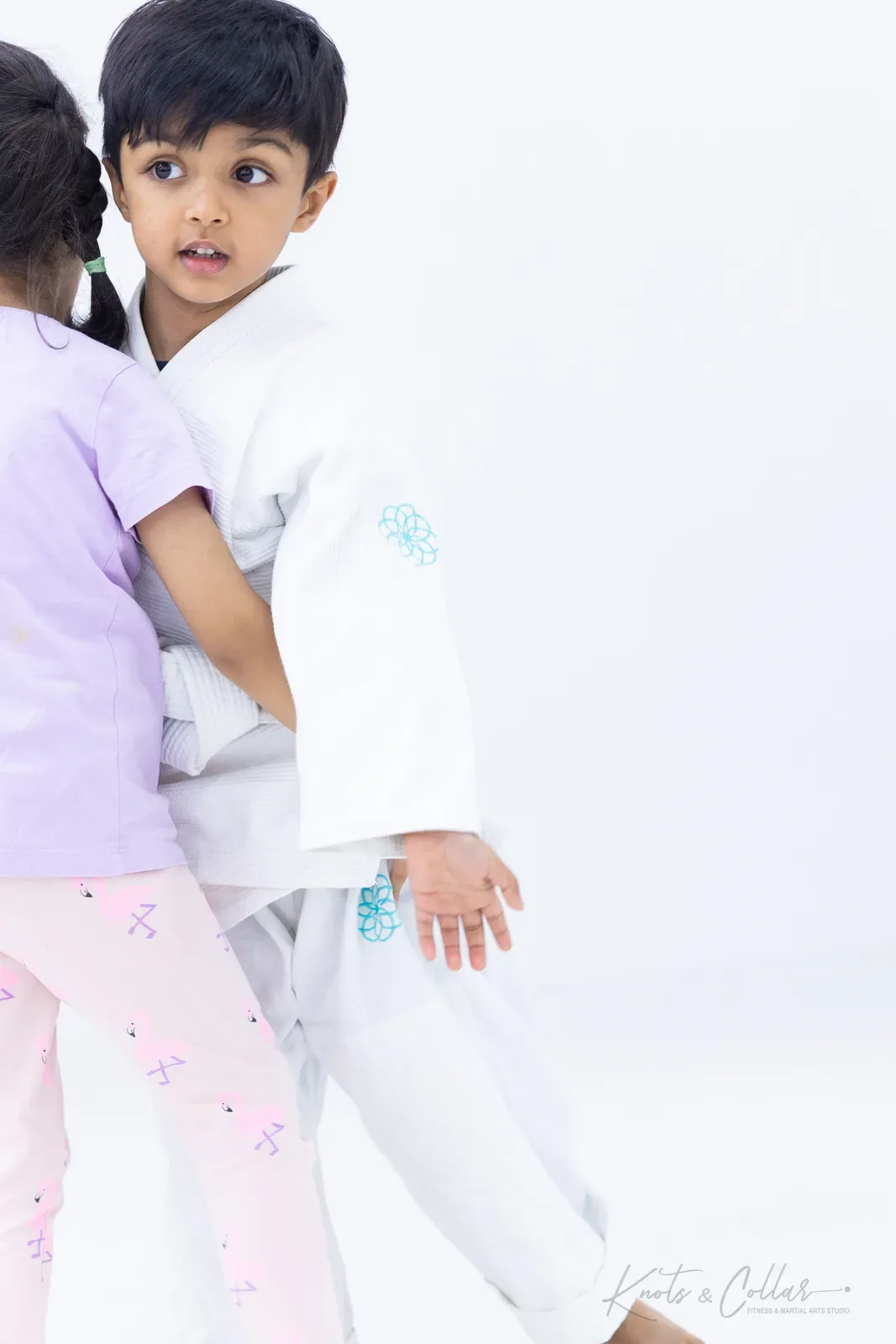 A young student on the mat at Knots & Collar, Defence Colony, New Delhi, India