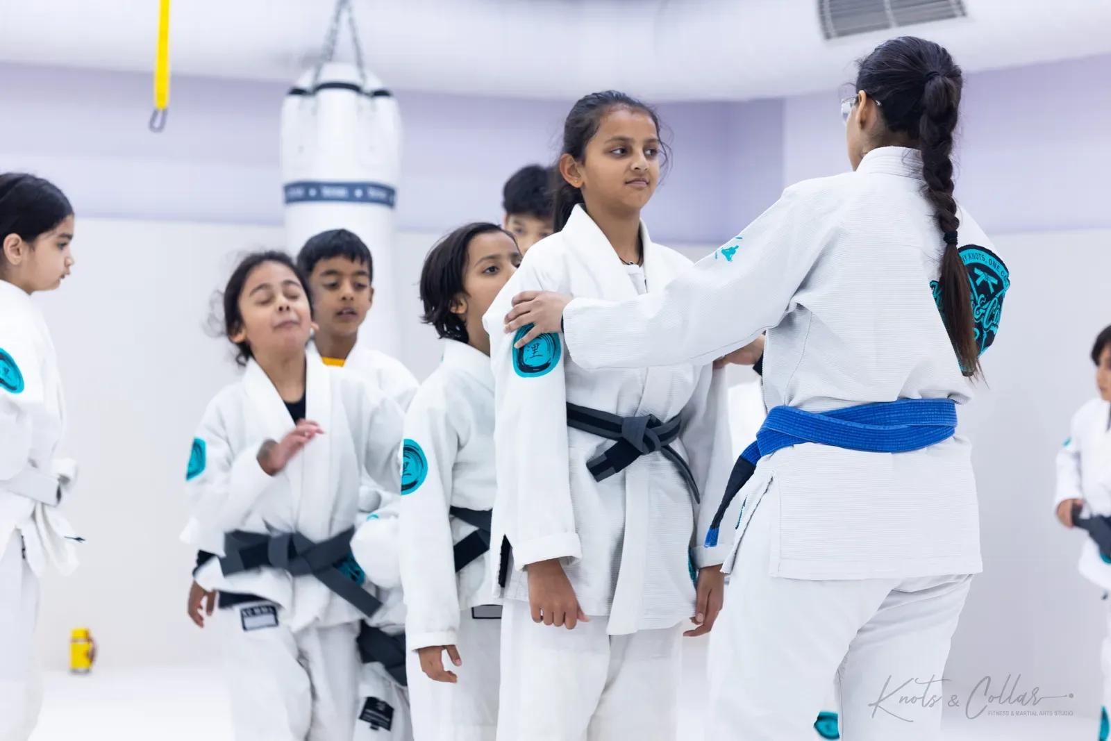 Children training Brazilian Jiu-Jitsu at Knots & Collar, Defence Colony, New Delhi, India