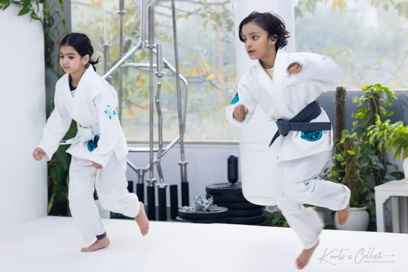 Children training Brazilian Jiu-Jitsu at Knots & Collar, Defence Colony, New Delhi, India