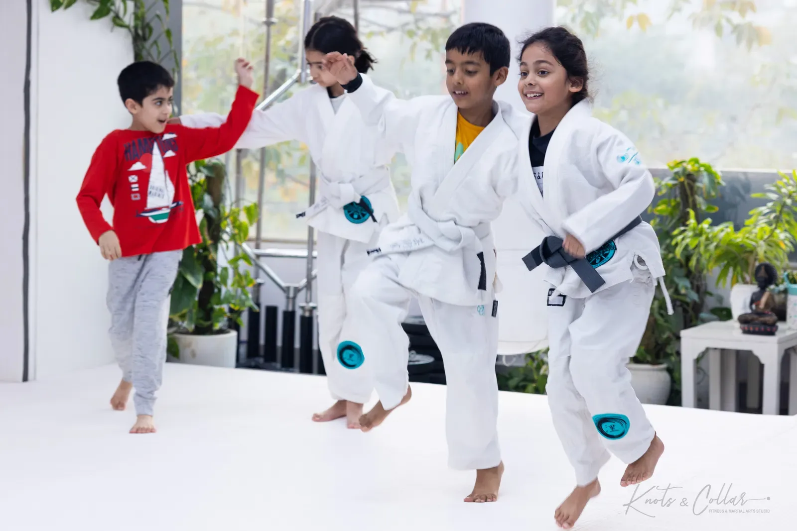 Children training Brazilian Jiu-Jitsu at Knots & Collar, Defence Colony, New Delhi, India