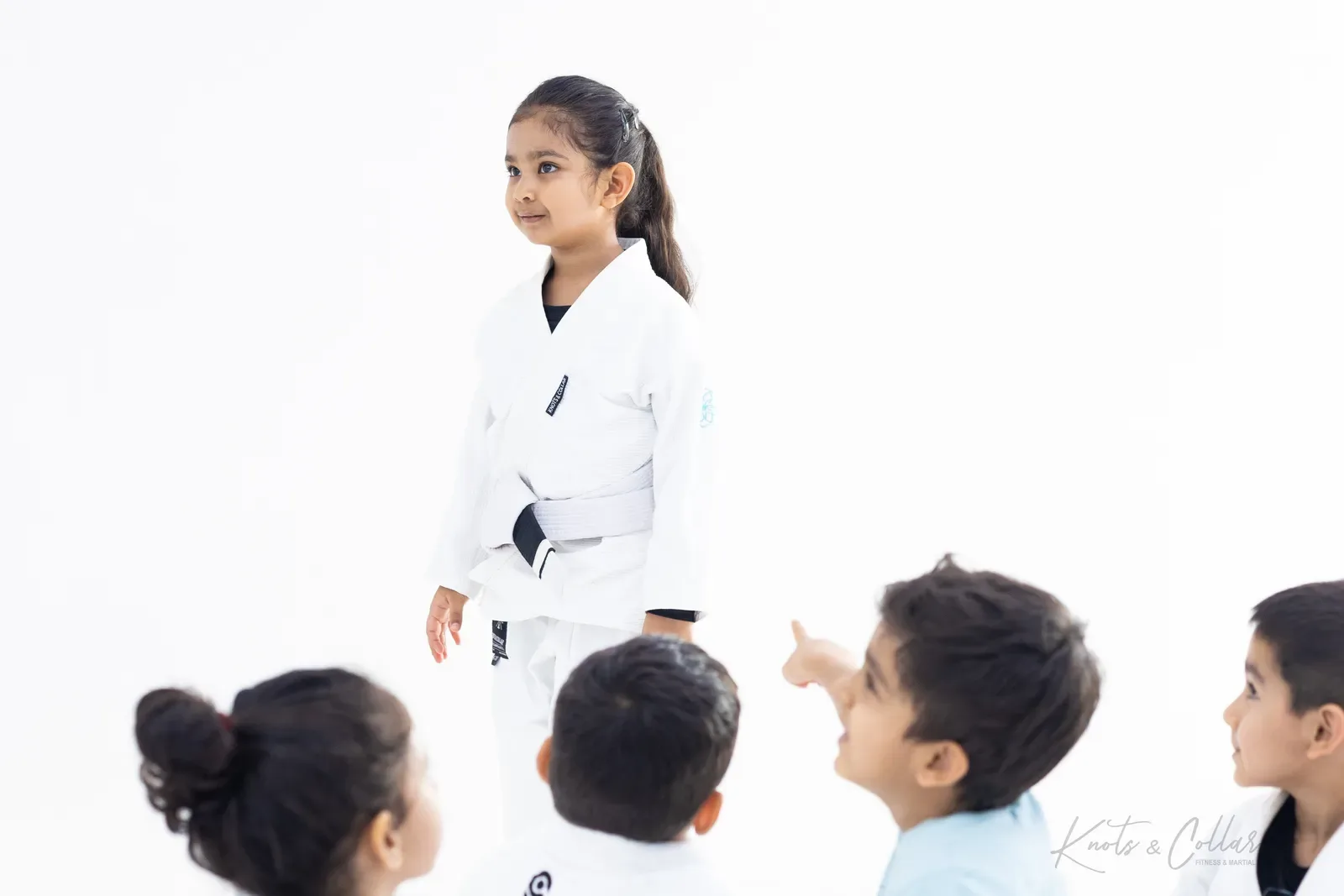 A young student on the mat at Knots & Collar, Defence Colony, New Delhi, India