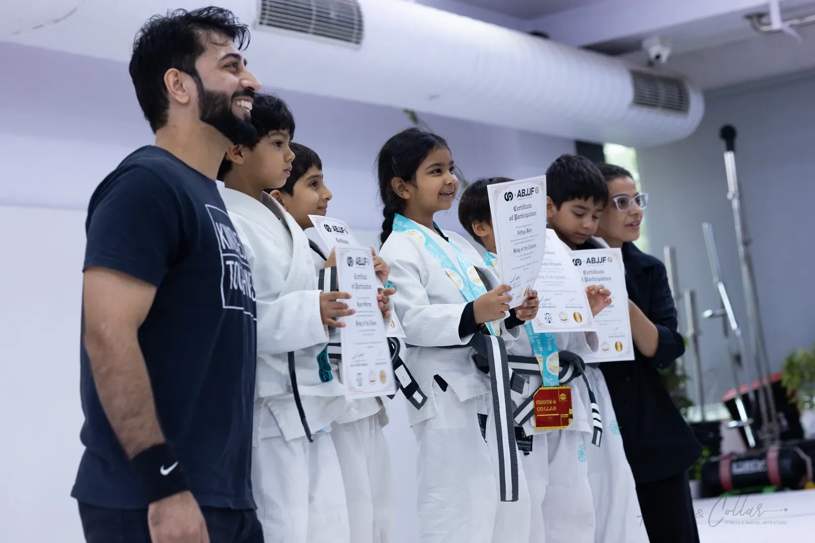 Kids competing at King of the Tatami (August 2026) at Knots & Collar, Defence Colony, New Delhi, India