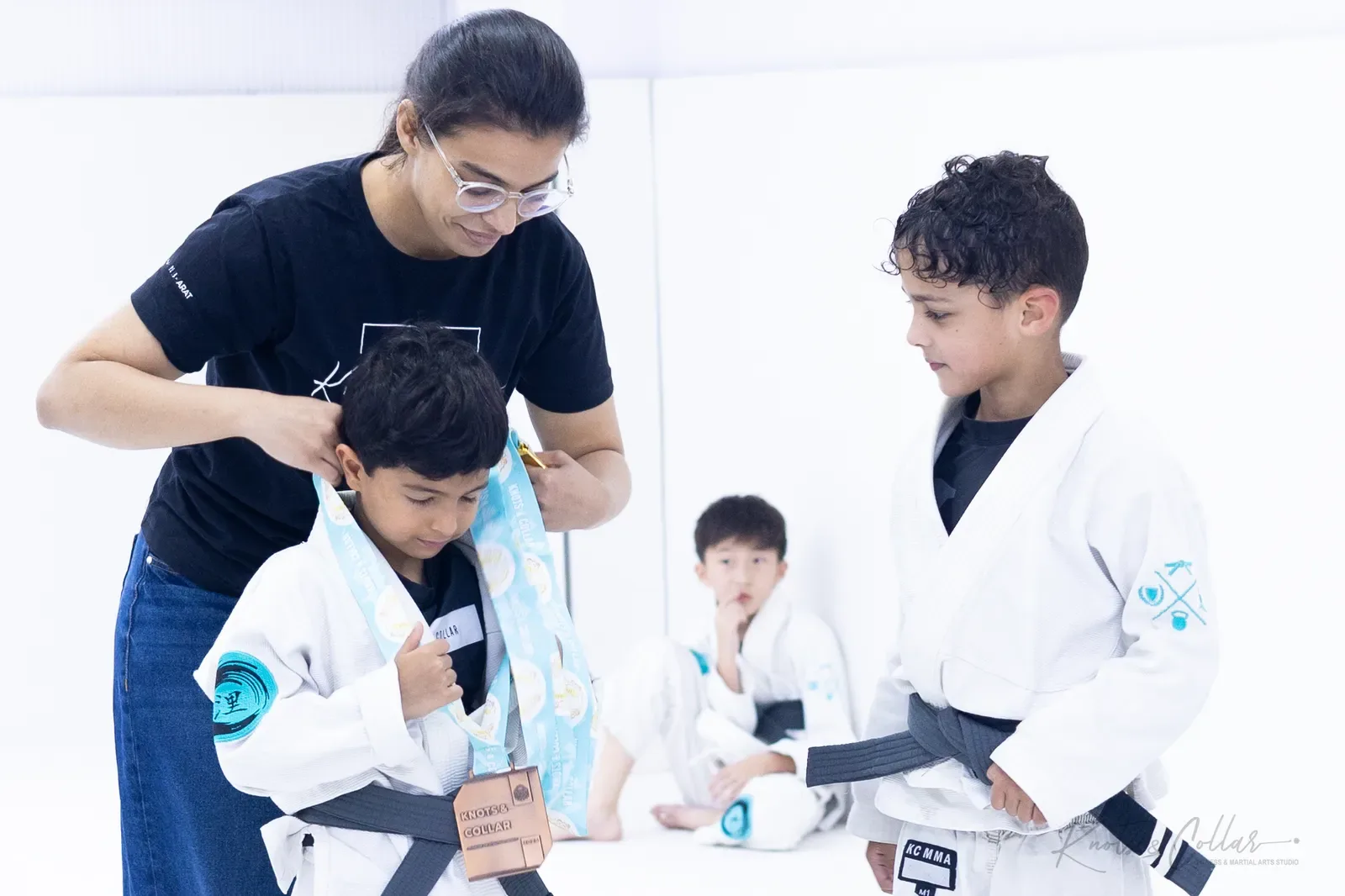 Kids competing at King of the Tatami (November 2025) at Knots & Collar, Defence Colony, New Delhi, India