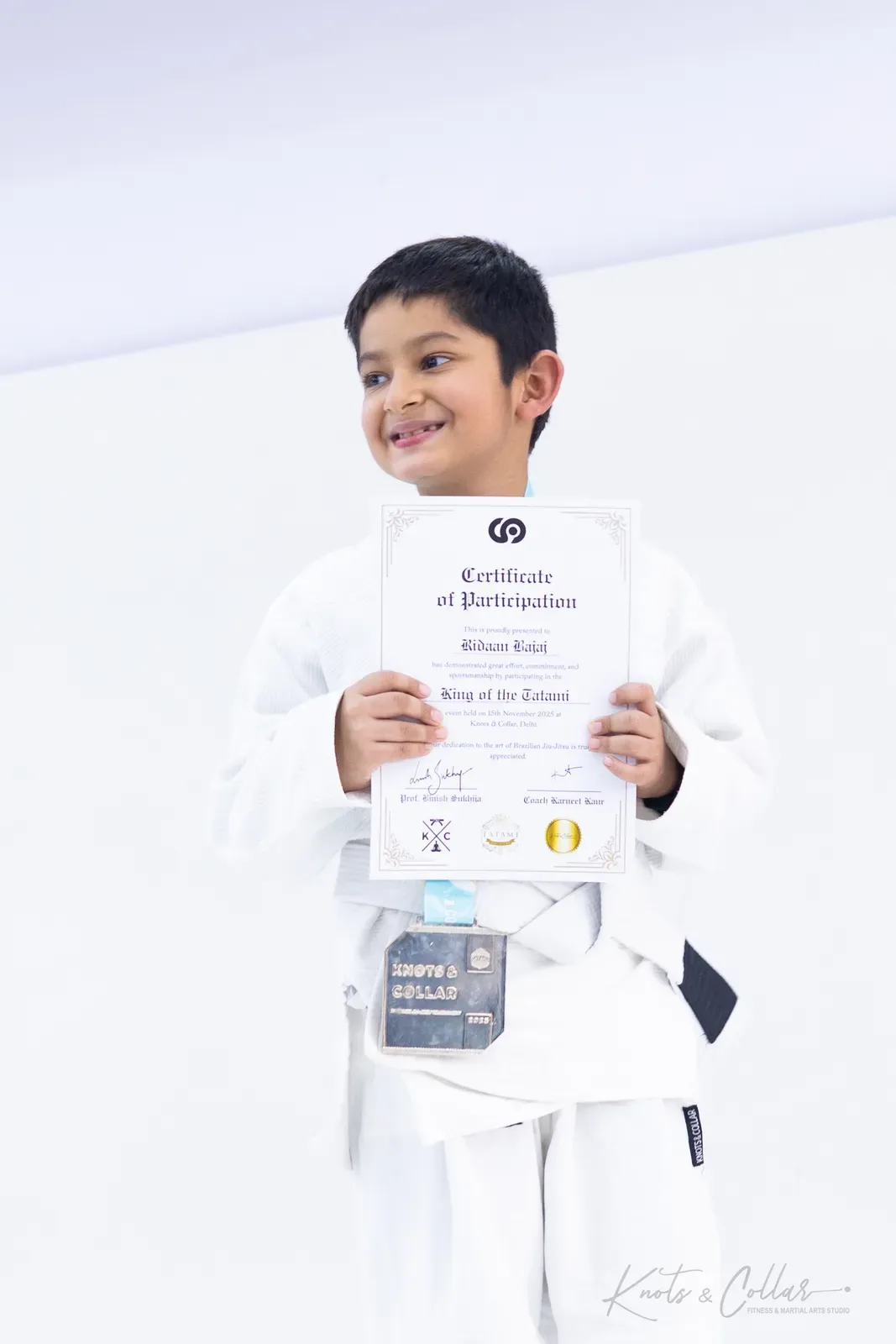 Kids competing at King of the Tatami (November 2025) at Knots & Collar, Defence Colony, New Delhi, India