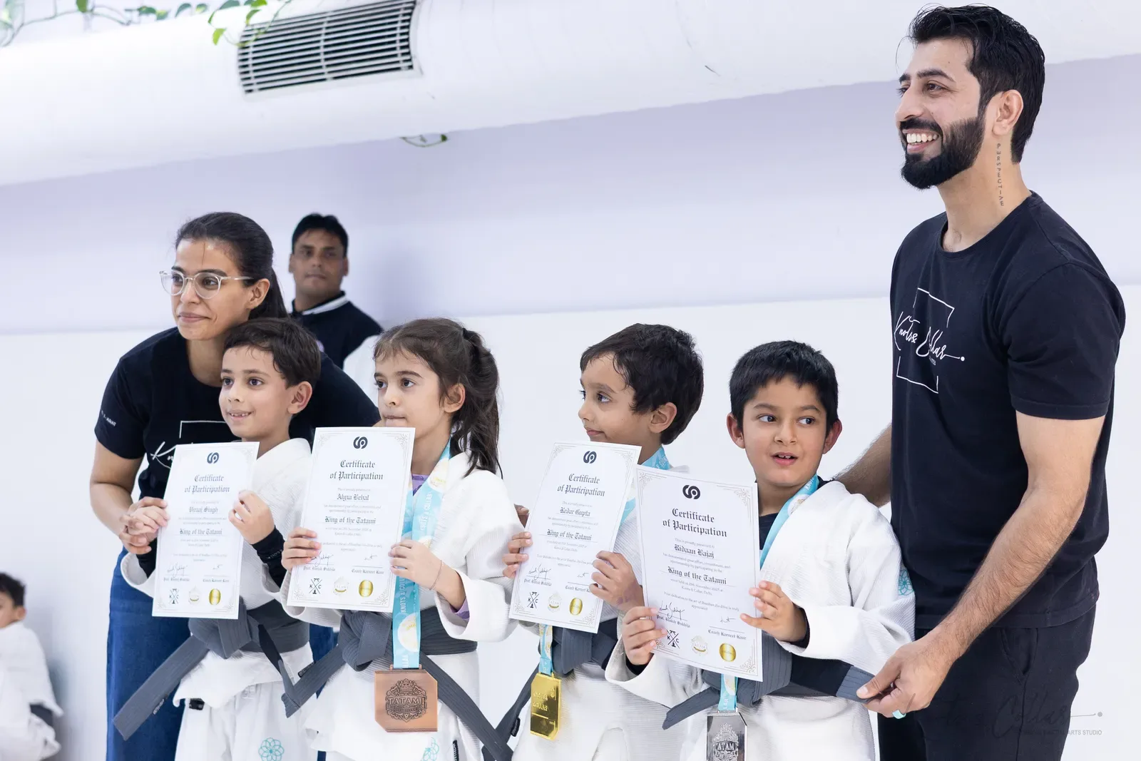 Kids competing at King of the Tatami (November 2025) at Knots & Collar, Defence Colony, New Delhi, India