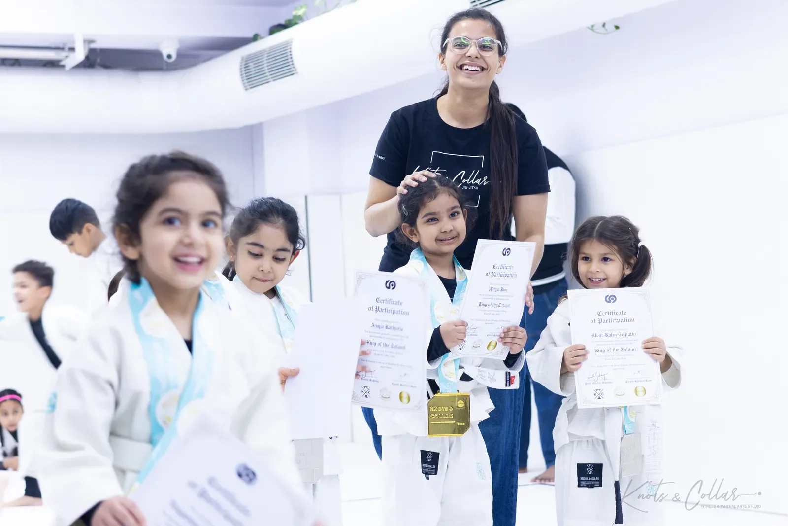 Kids competing at King of the Tatami (November 2025) at Knots & Collar, Defence Colony, New Delhi, India