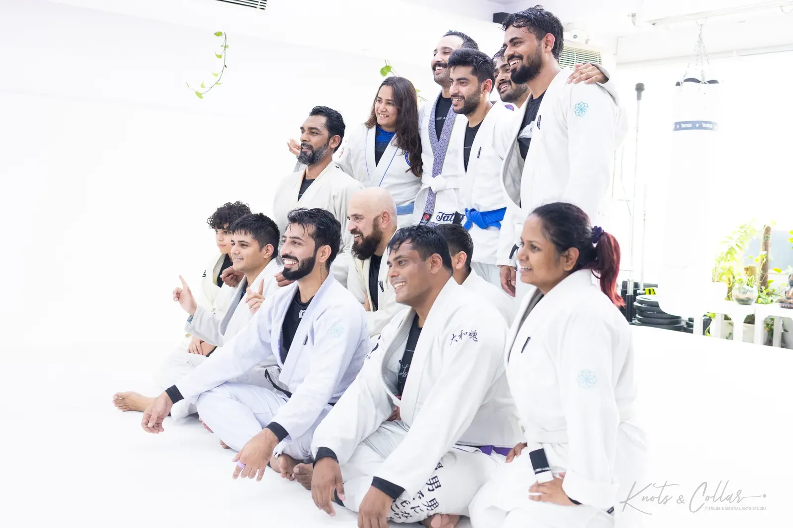 A group photo at Knots & Collar, the BJJ studio in Defence Colony, New Delhi, India