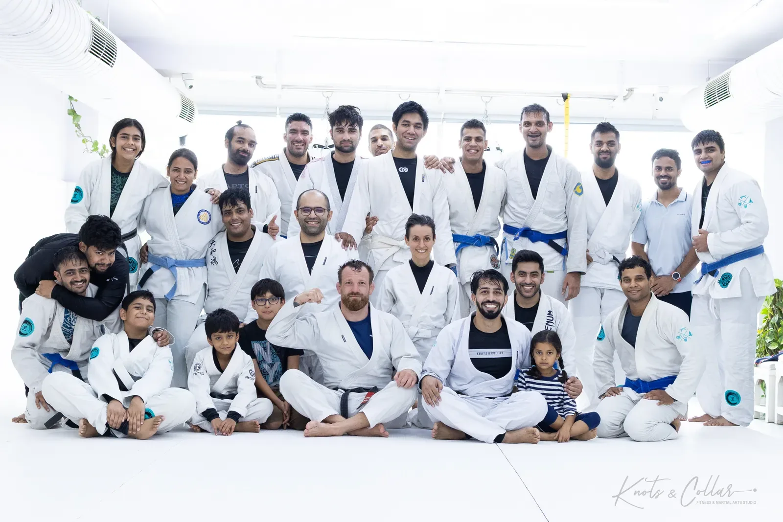 A group photo at Knots & Collar, the BJJ studio in Defence Colony, New Delhi, India