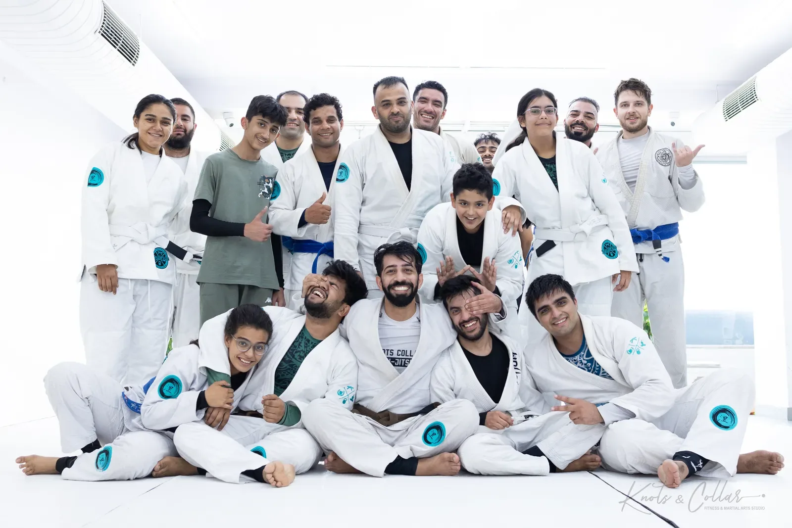 A group photo at Knots & Collar, the BJJ studio in Defence Colony, New Delhi, India