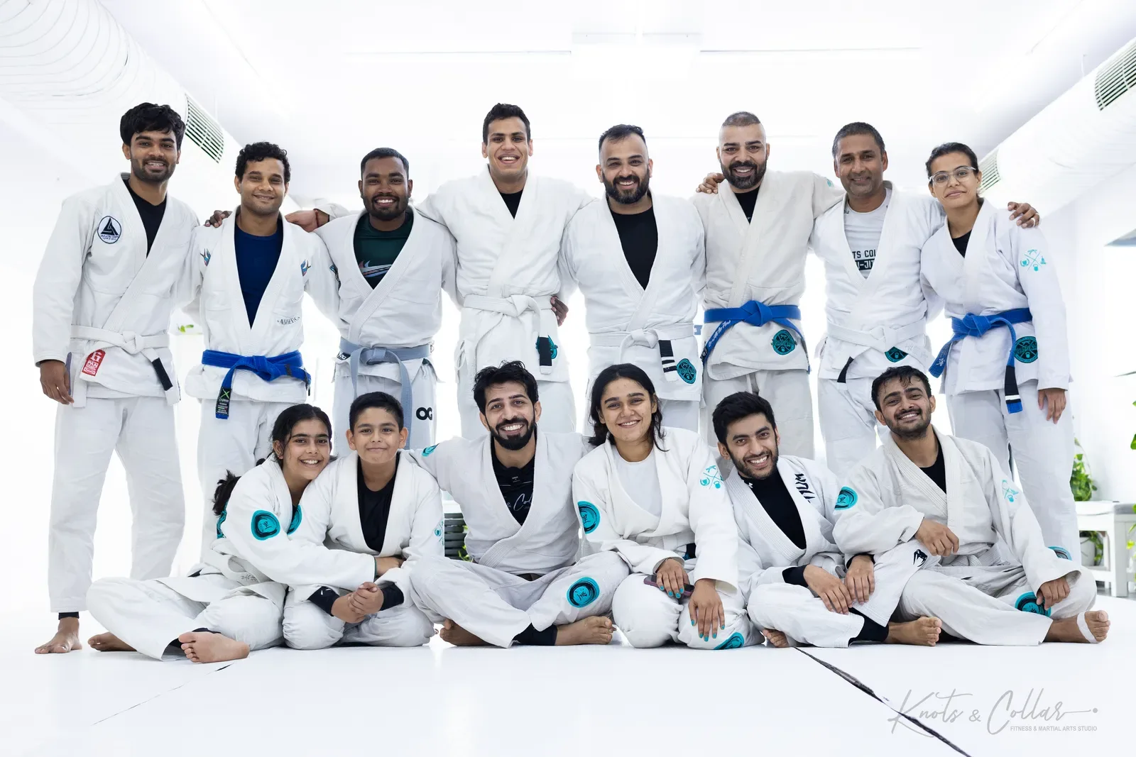 A group photo at Knots & Collar, the BJJ studio in Defence Colony, New Delhi, India