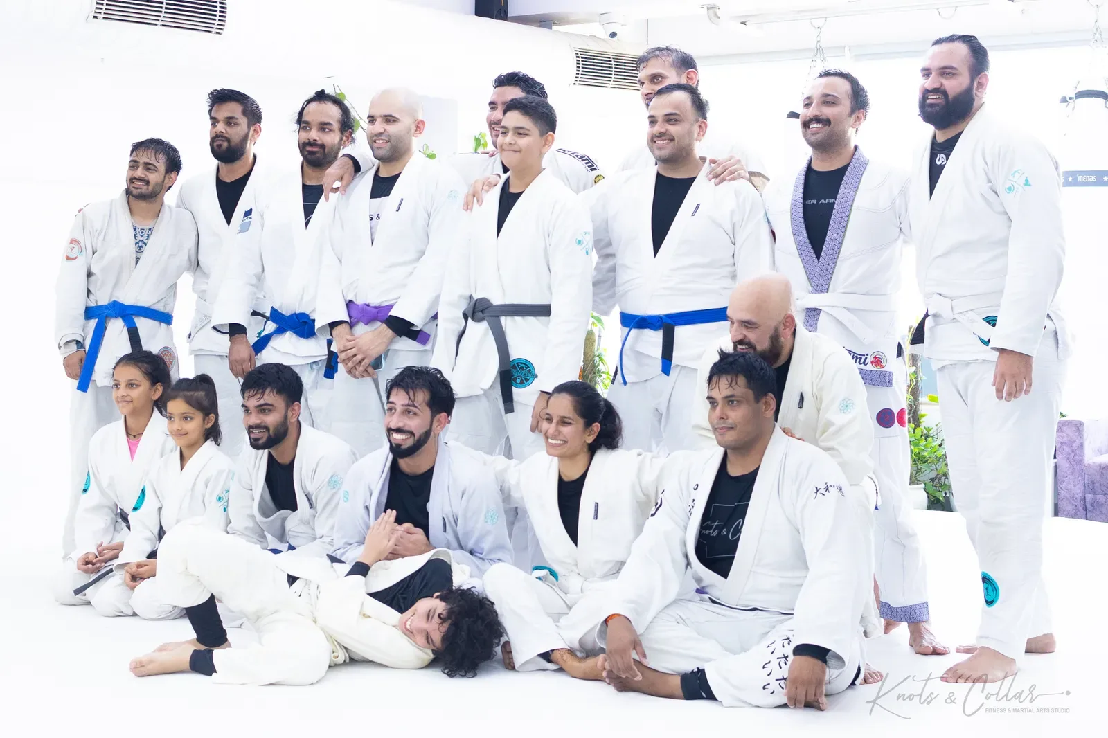 A group photo at Knots & Collar, the BJJ studio in Defence Colony, New Delhi, India