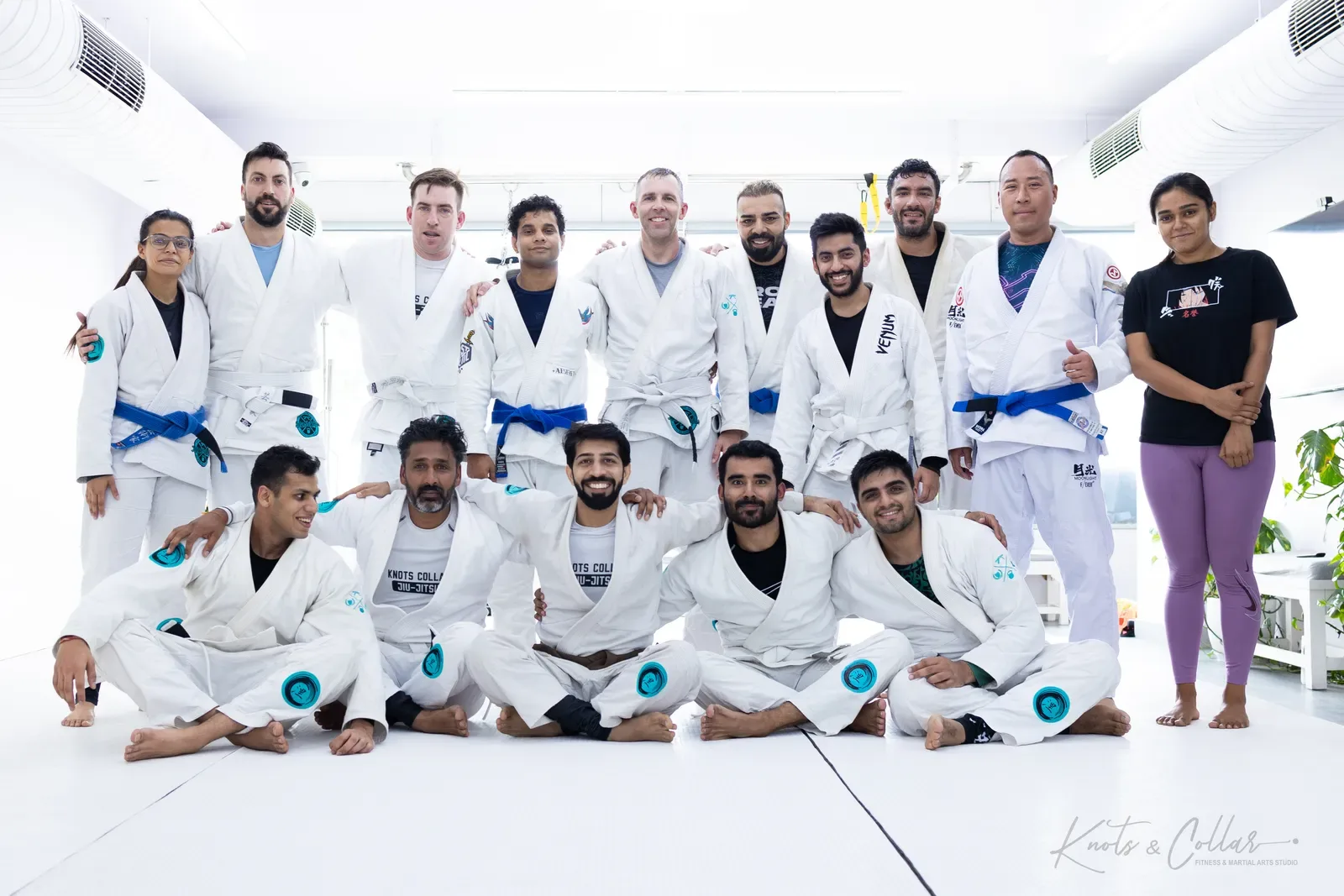 A group photo at Knots & Collar, the BJJ studio in Defence Colony, New Delhi, India