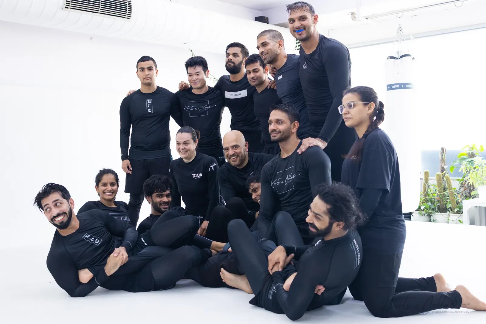A group photo at Knots & Collar, the BJJ studio in Defence Colony, New Delhi, India