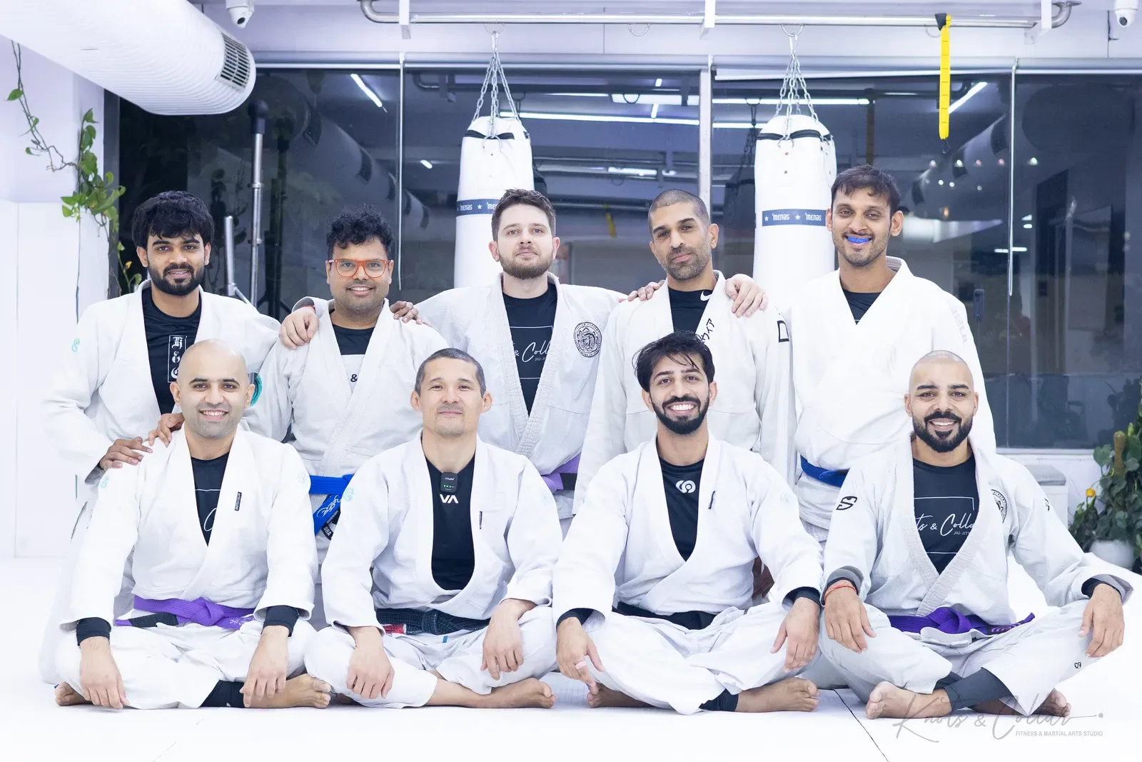A group photo at Knots & Collar, the BJJ studio in Defence Colony, New Delhi, India