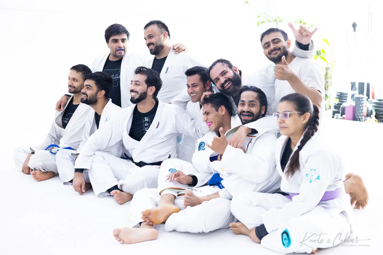 A group photo at Knots & Collar, the BJJ studio in Defence Colony, New Delhi, India