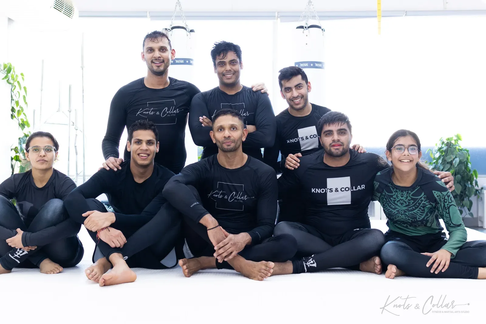 A group photo at Knots & Collar, the BJJ studio in Defence Colony, New Delhi, India