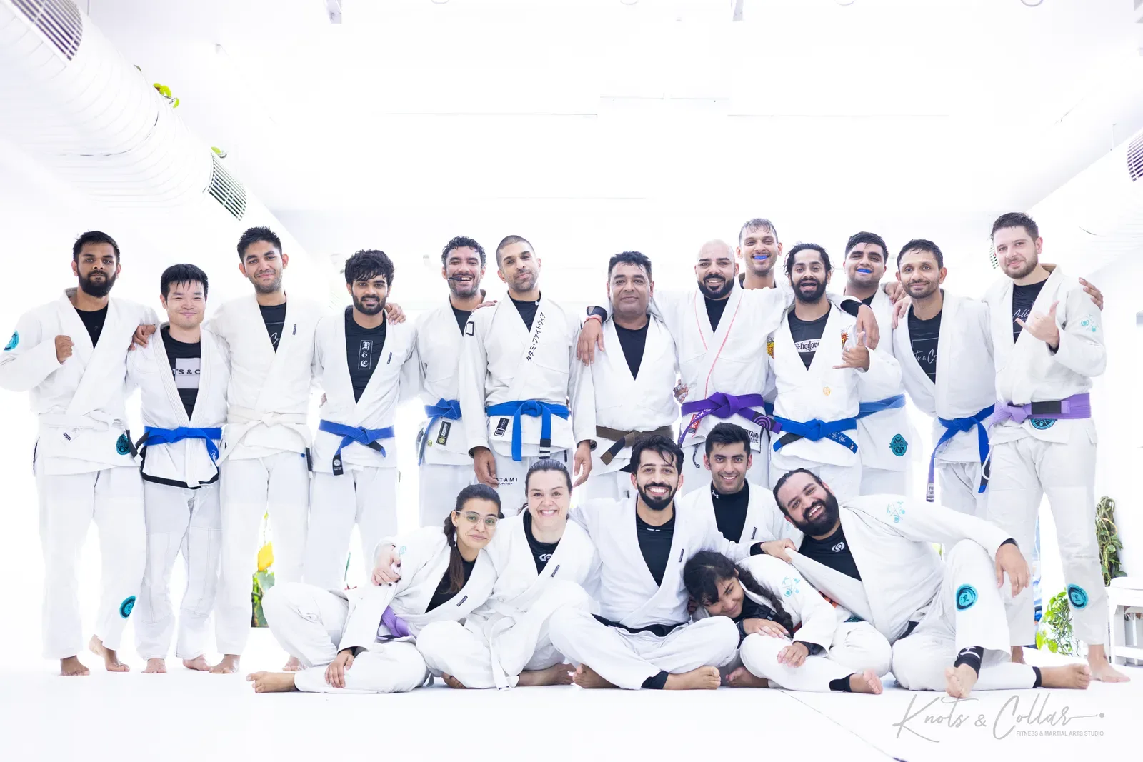A group photo at Knots & Collar, the BJJ studio in Defence Colony, New Delhi, India