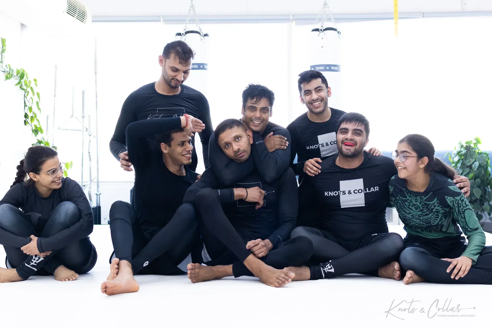 A group photo at Knots & Collar, the BJJ studio in Defence Colony, New Delhi, India