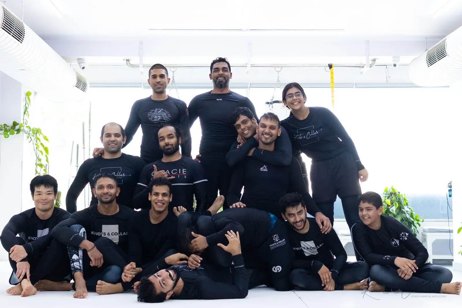 A group photo at Knots & Collar, the BJJ studio in Defence Colony, New Delhi, India