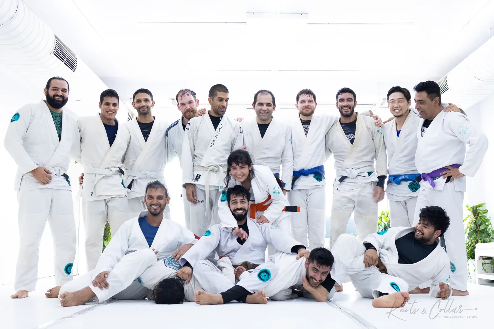A group photo at Knots & Collar, the BJJ studio in Defence Colony, New Delhi, India