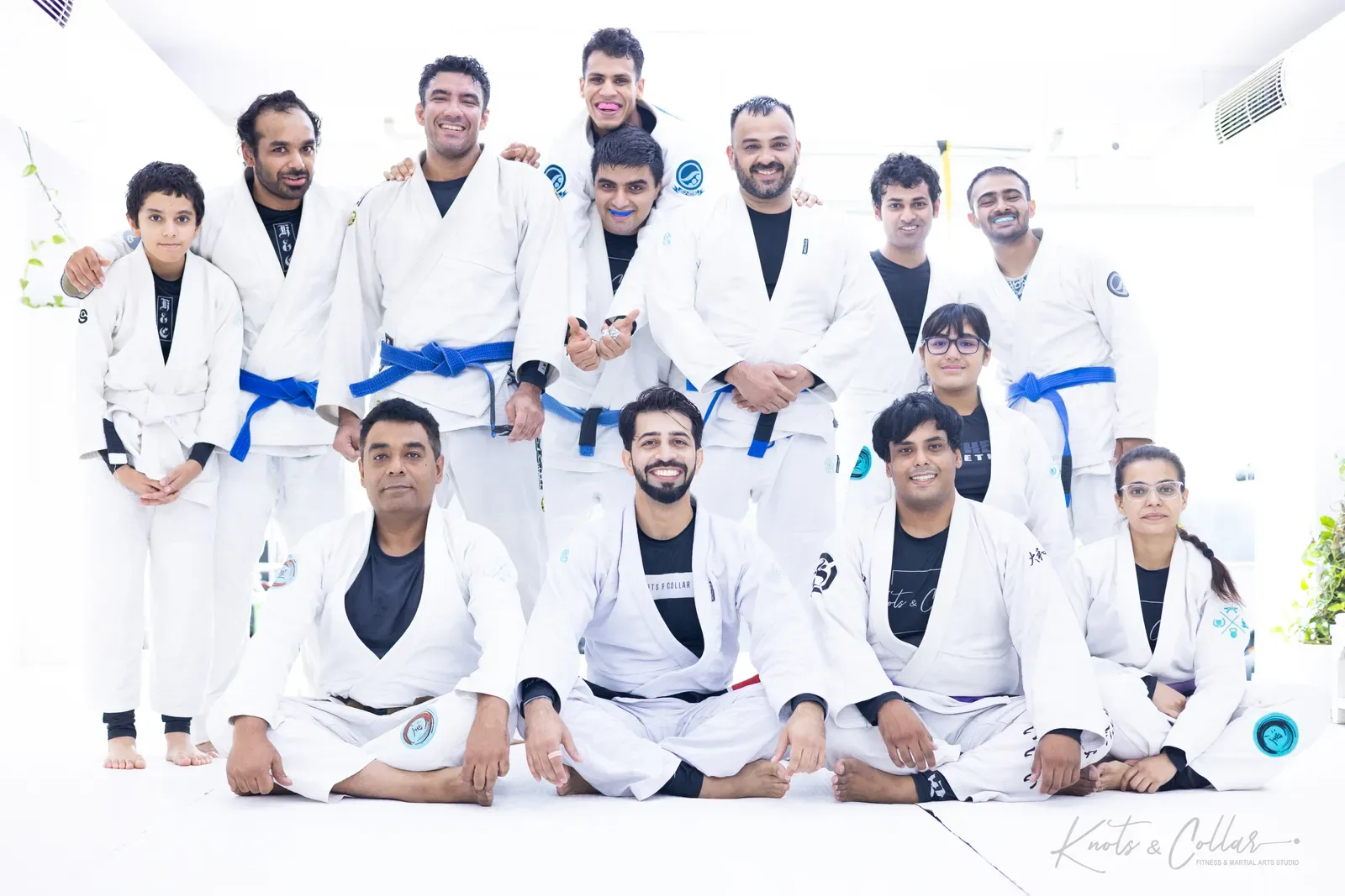 A group photo at Knots & Collar, the BJJ studio in Defence Colony, New Delhi, India