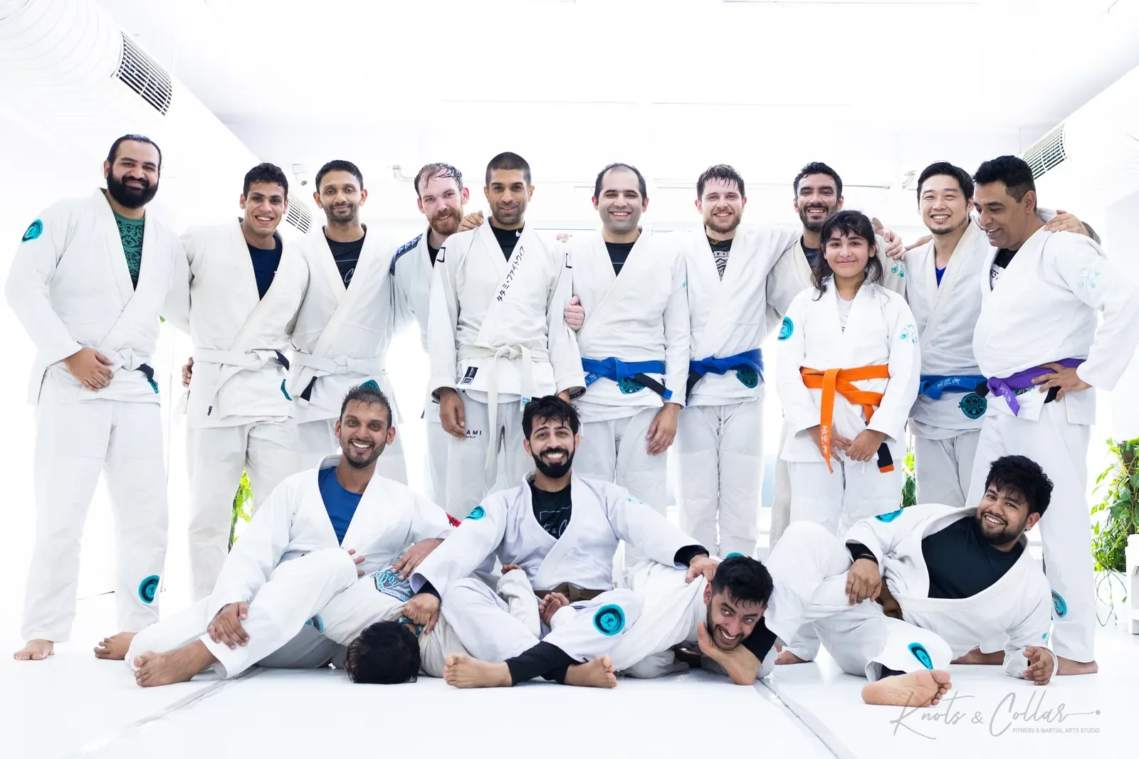 A group photo at Knots & Collar, the BJJ studio in Defence Colony, New Delhi, India