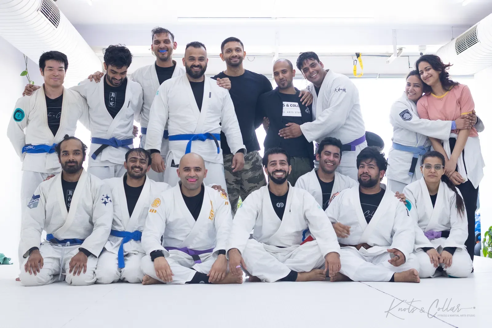 A group photo at Knots & Collar, the BJJ studio in Defence Colony, New Delhi, India