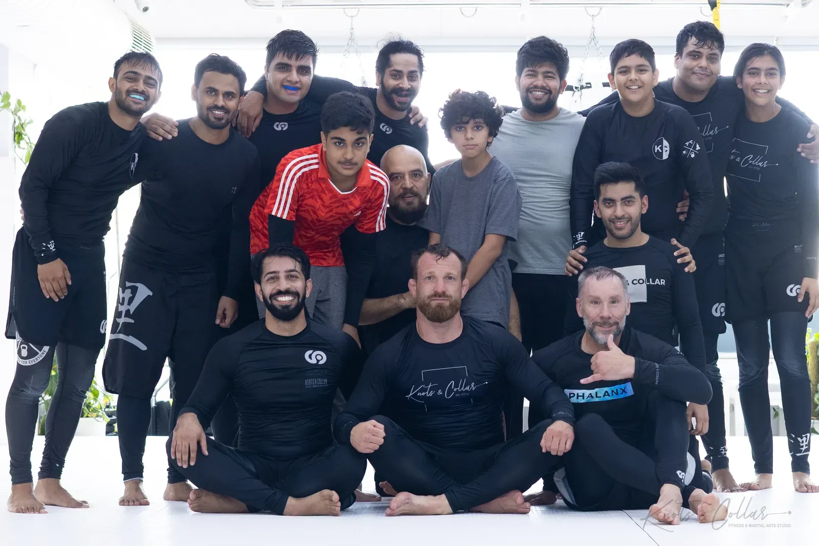 A group photo at Knots & Collar, the BJJ studio in Defence Colony, New Delhi, India