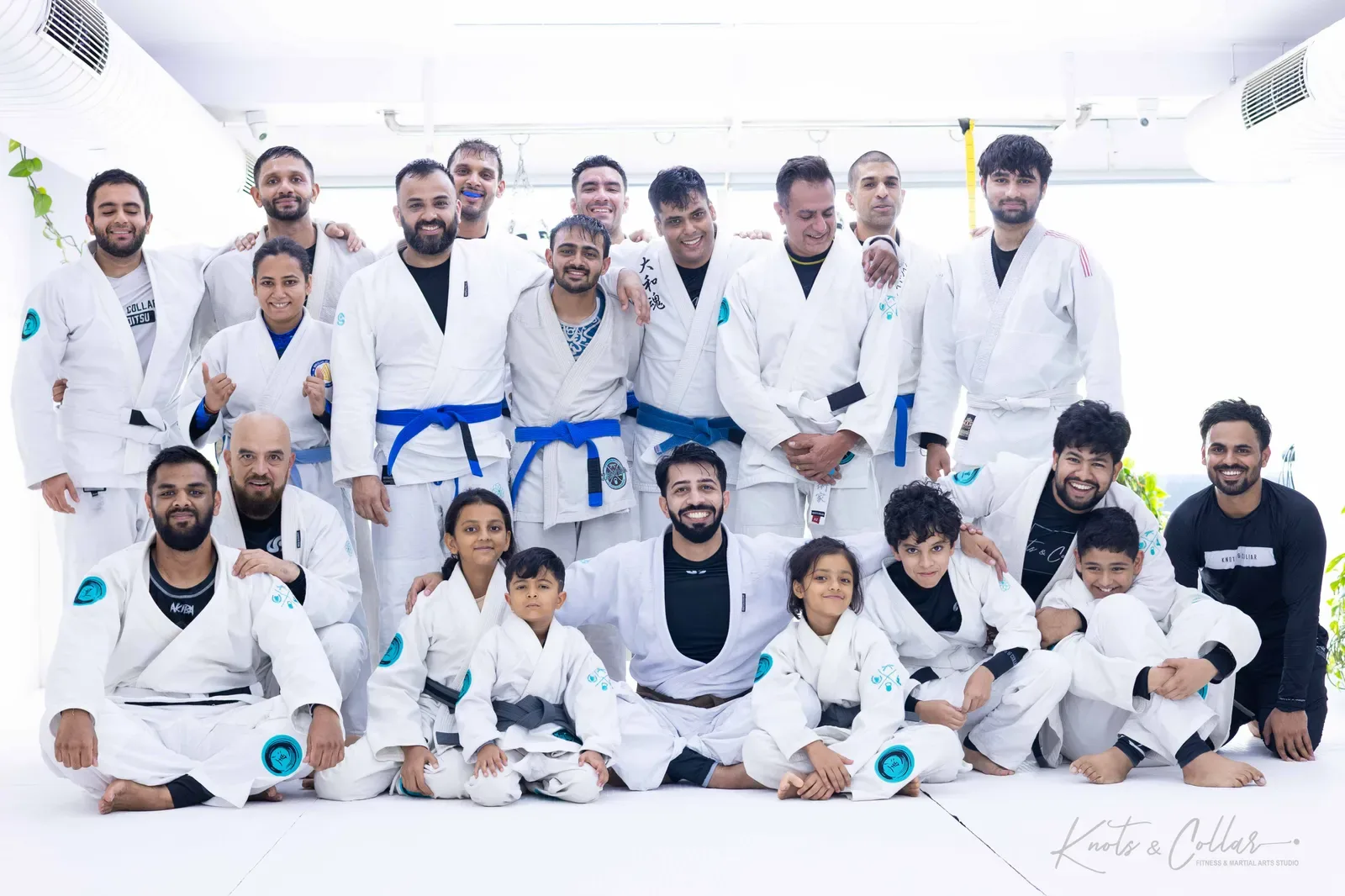 A group photo at Knots & Collar, the BJJ studio in Defence Colony, New Delhi, India