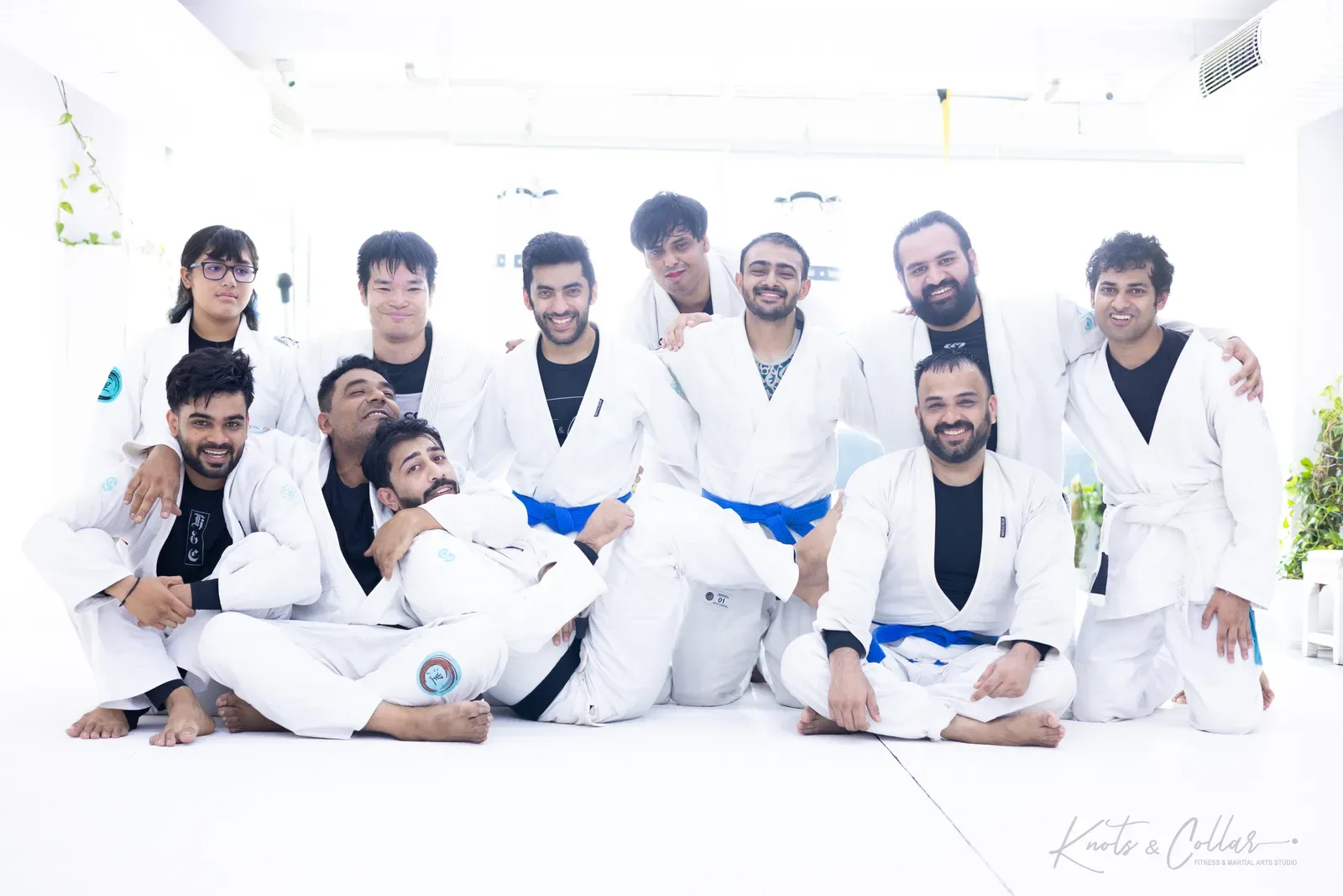A group photo at Knots & Collar, the BJJ studio in Defence Colony, New Delhi, India