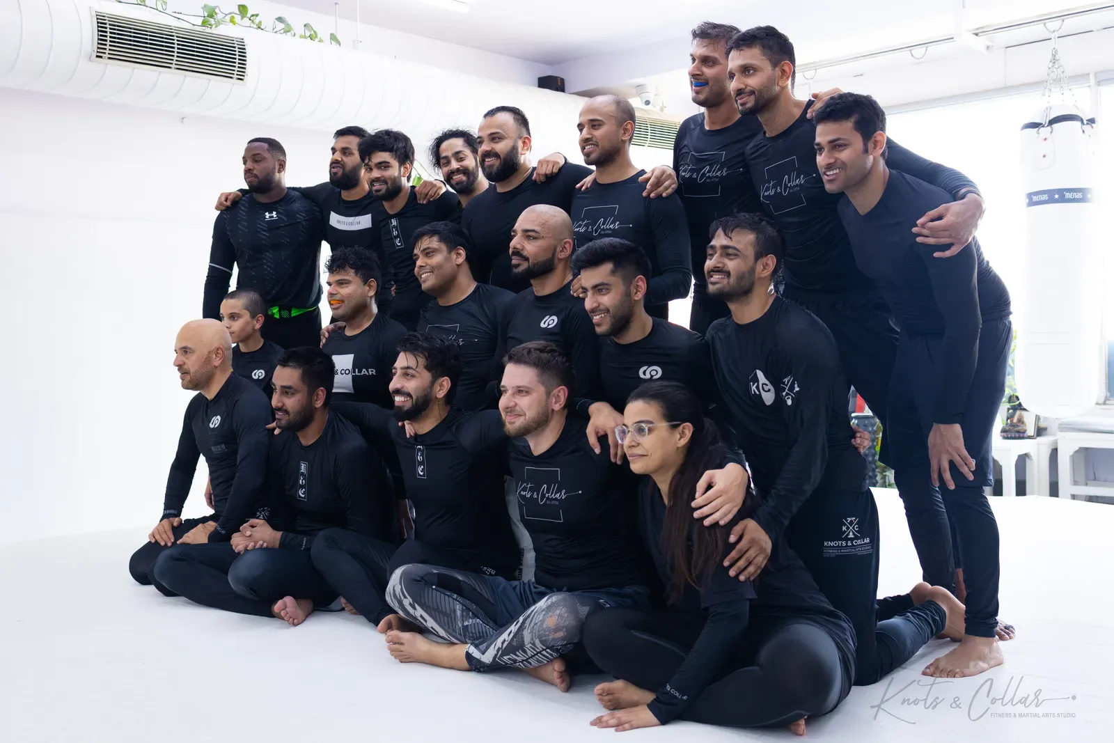A group photo at Knots & Collar, the BJJ studio in Defence Colony, New Delhi, India