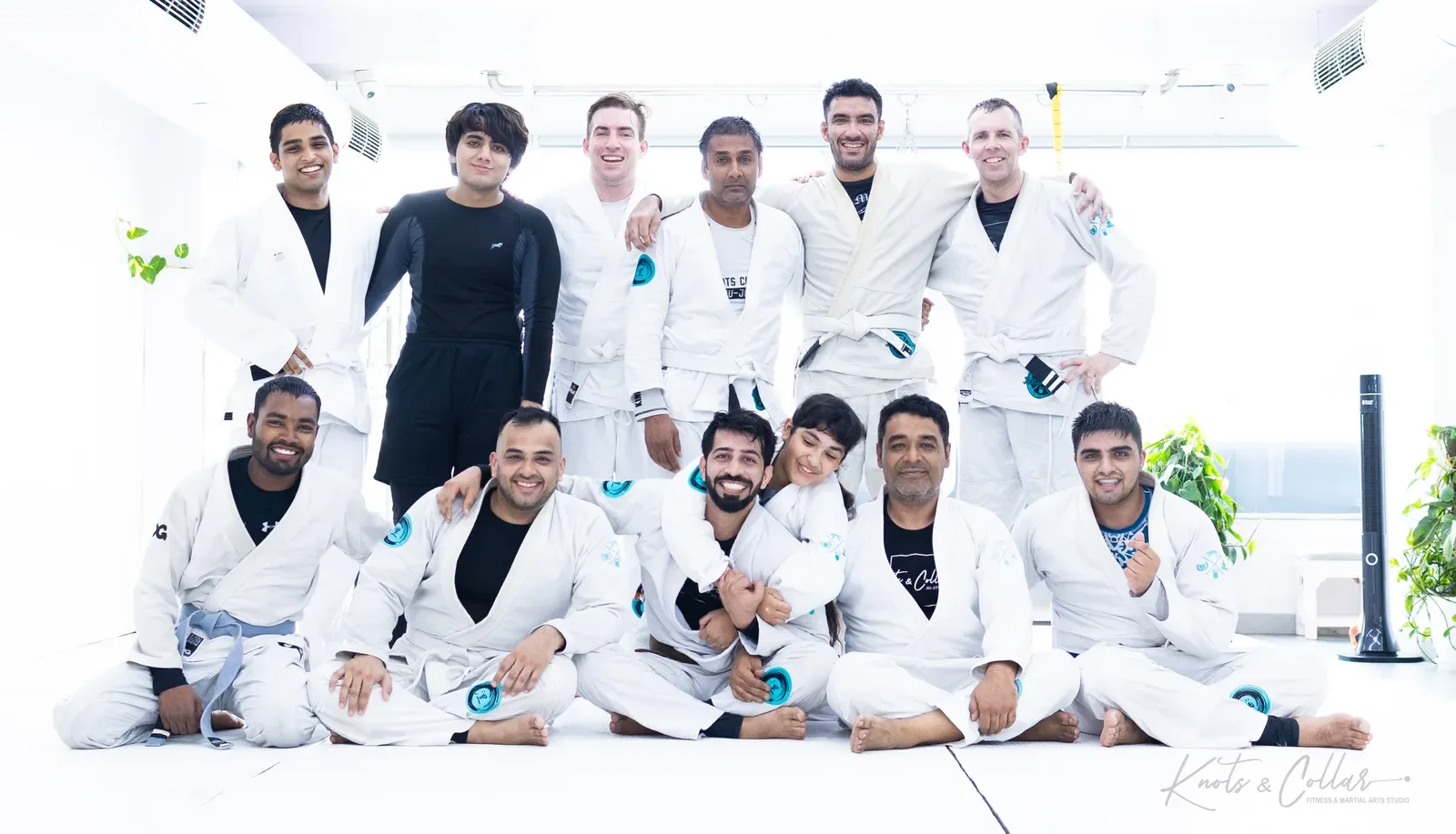 A group photo at Knots & Collar, the BJJ studio in Defence Colony, New Delhi, India