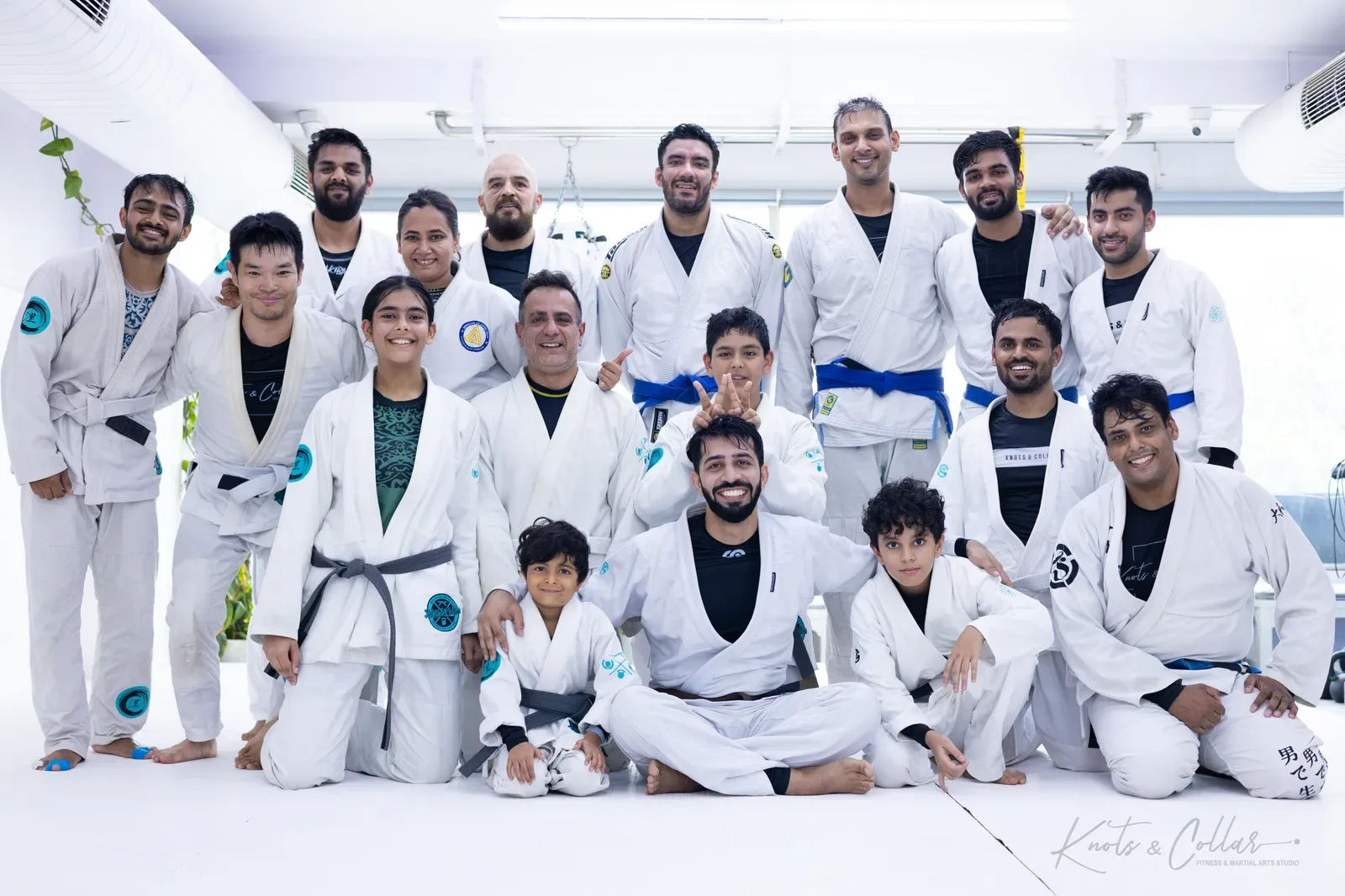 A group photo at Knots & Collar, the BJJ studio in Defence Colony, New Delhi, India