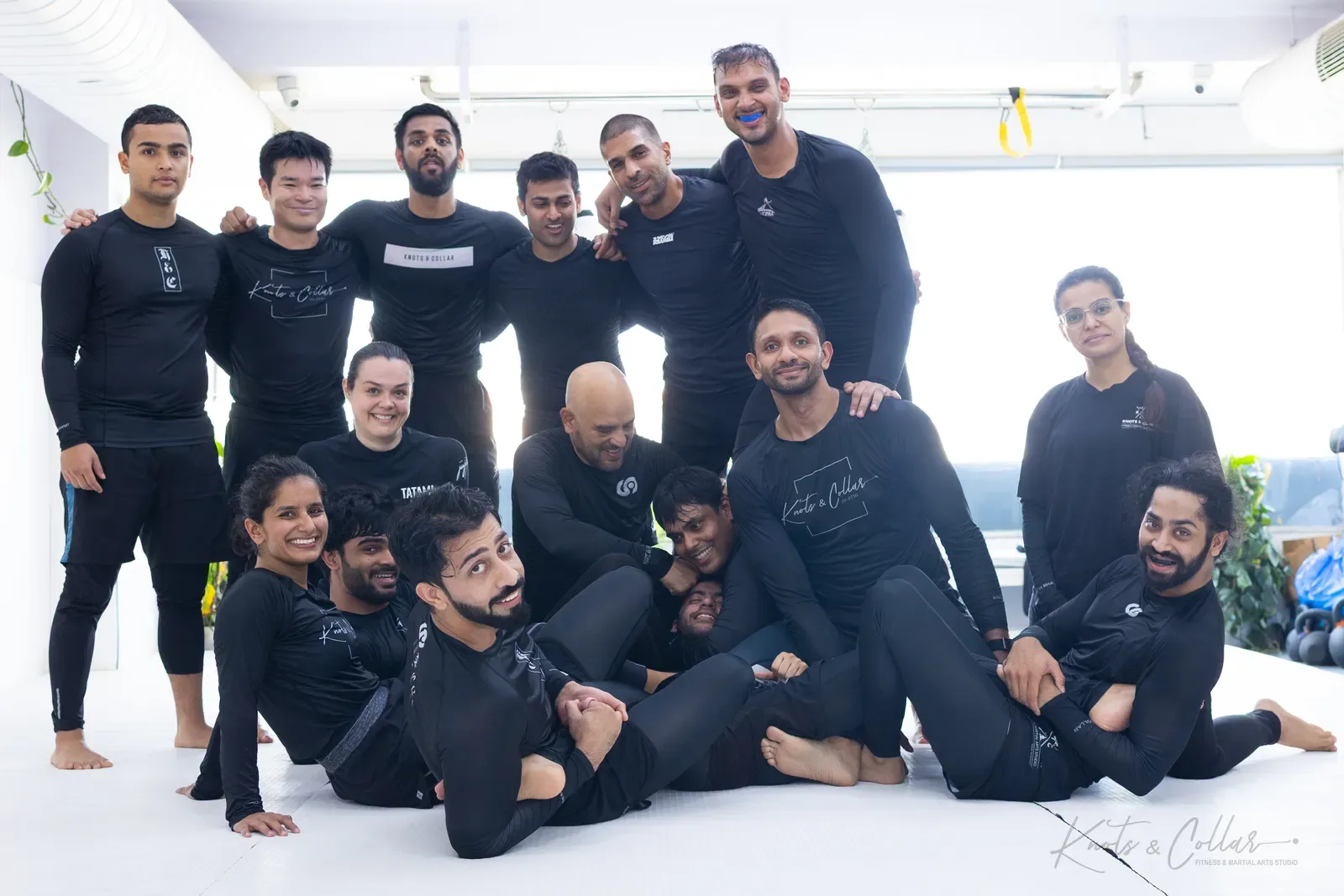 A group photo at Knots & Collar, the BJJ studio in Defence Colony, New Delhi, India