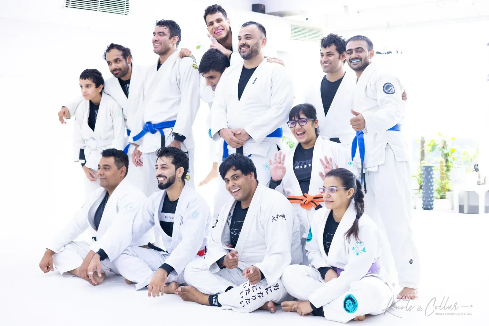 A group photo at Knots & Collar, the BJJ studio in Defence Colony, New Delhi, India