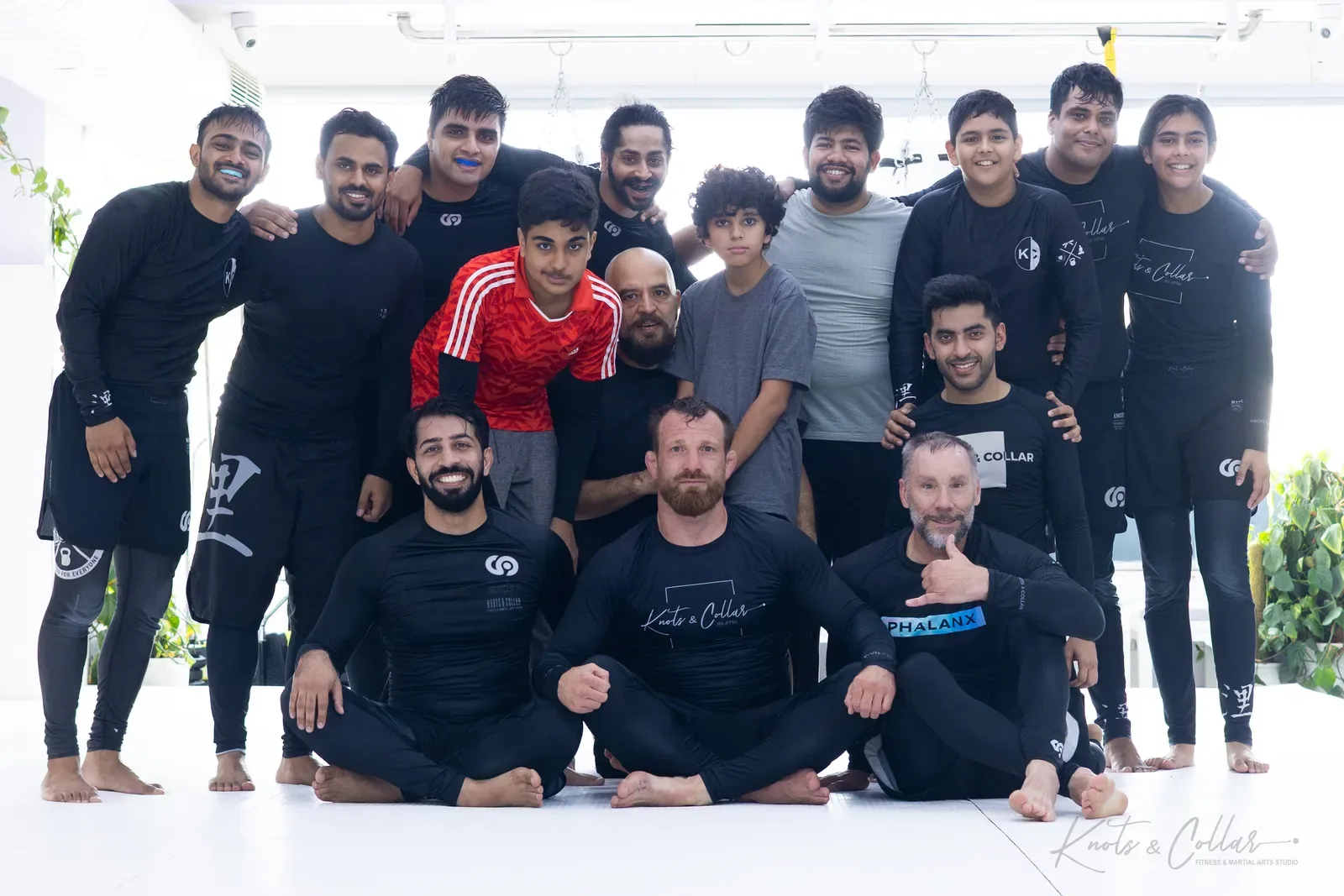 A group photo at Knots & Collar, the BJJ studio in Defence Colony, New Delhi, India