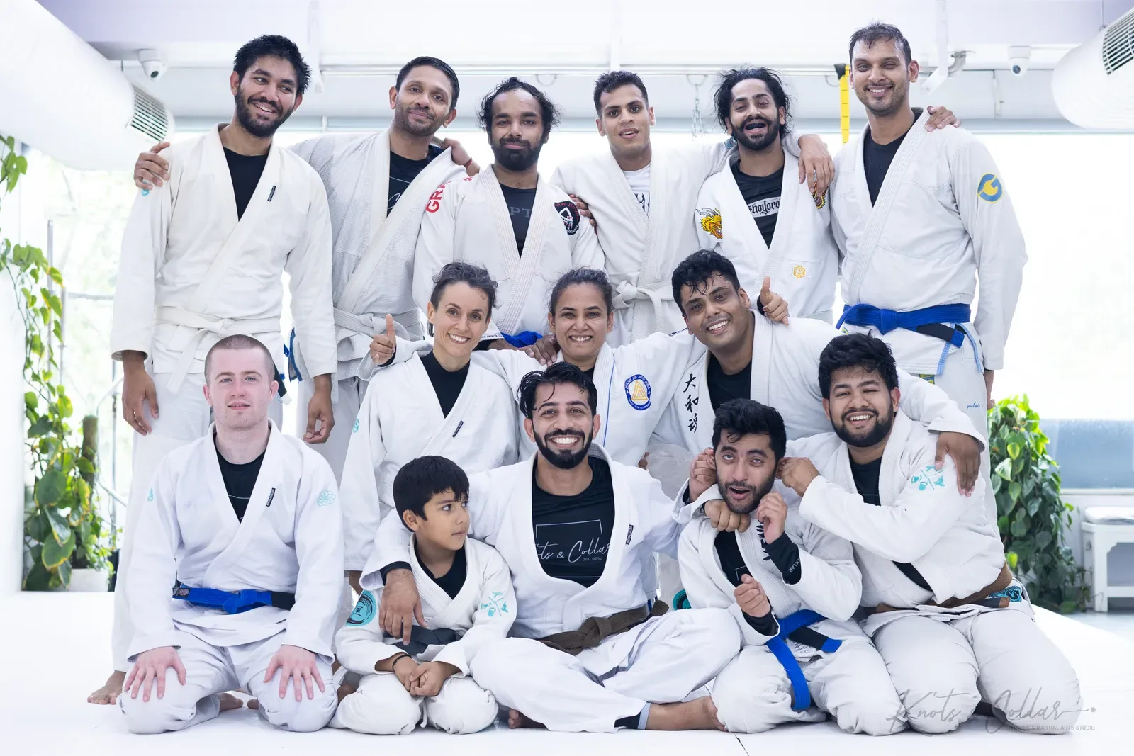 A group photo at Knots & Collar, the BJJ studio in Defence Colony, New Delhi, India