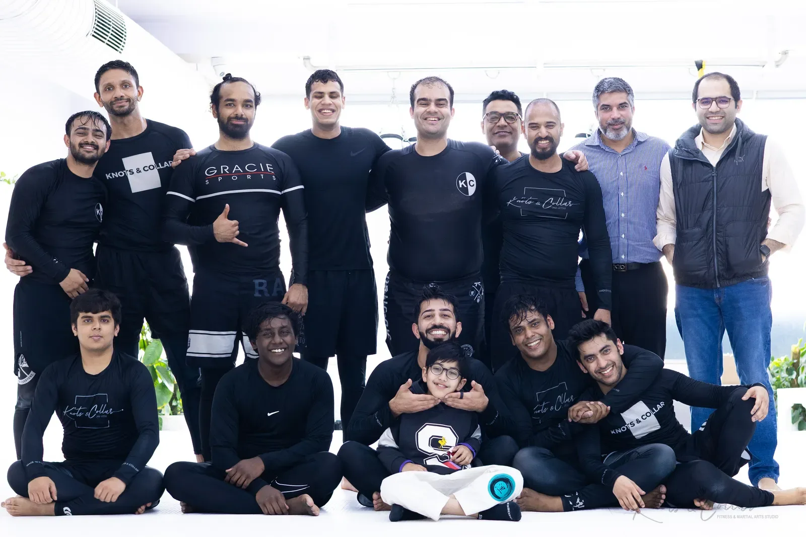 A group photo at Knots & Collar, the BJJ studio in Defence Colony, New Delhi, India