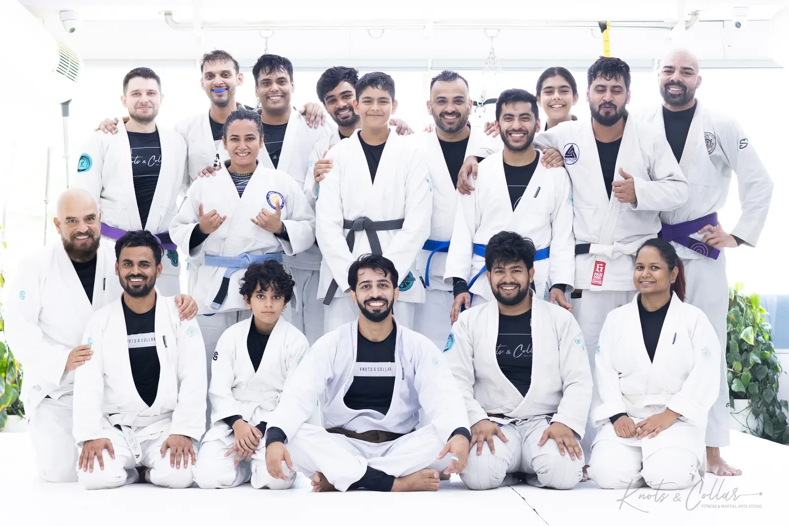 A group photo at Knots & Collar, the BJJ studio in Defence Colony, New Delhi, India