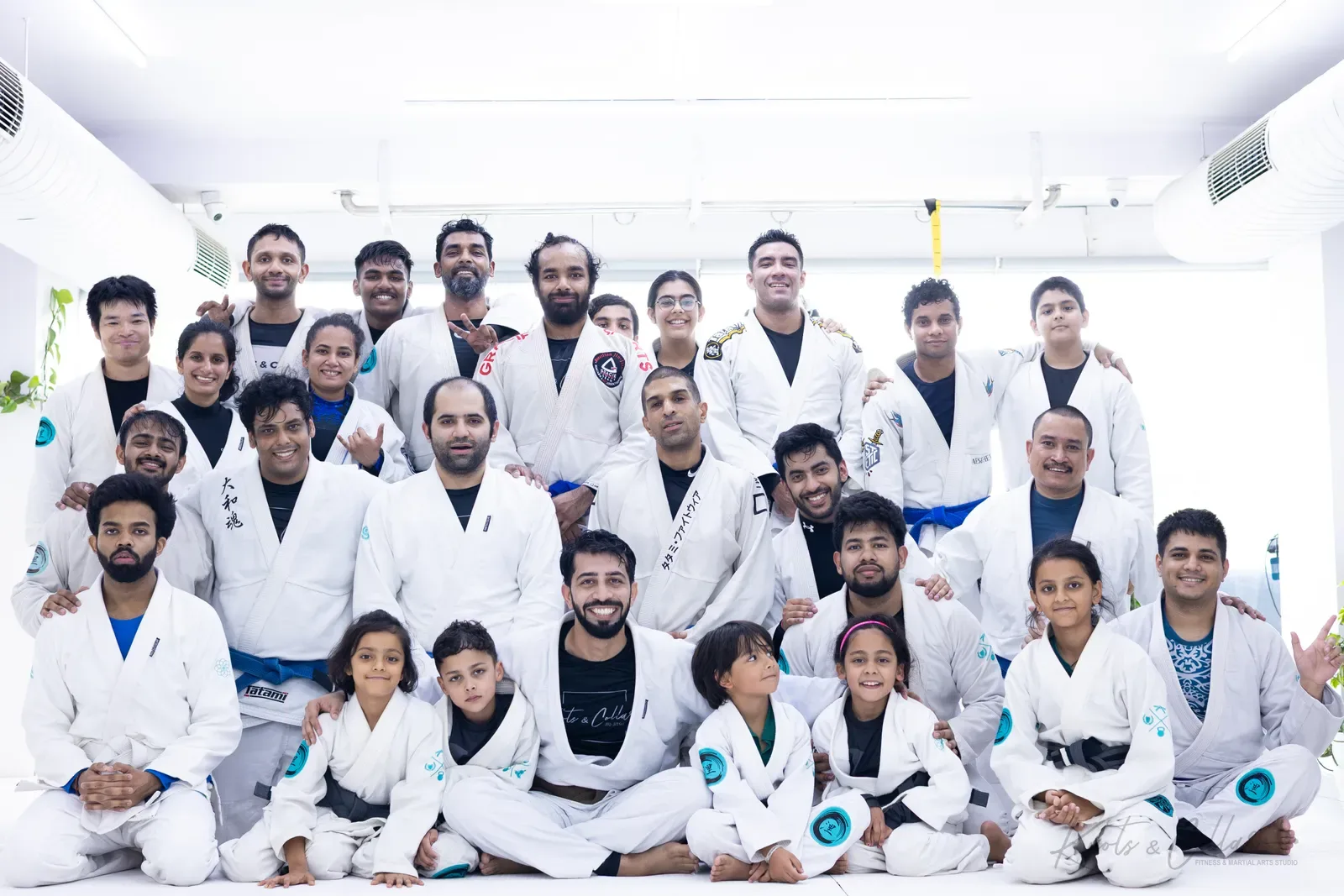 A group photo at Knots & Collar, the BJJ studio in Defence Colony, New Delhi, India