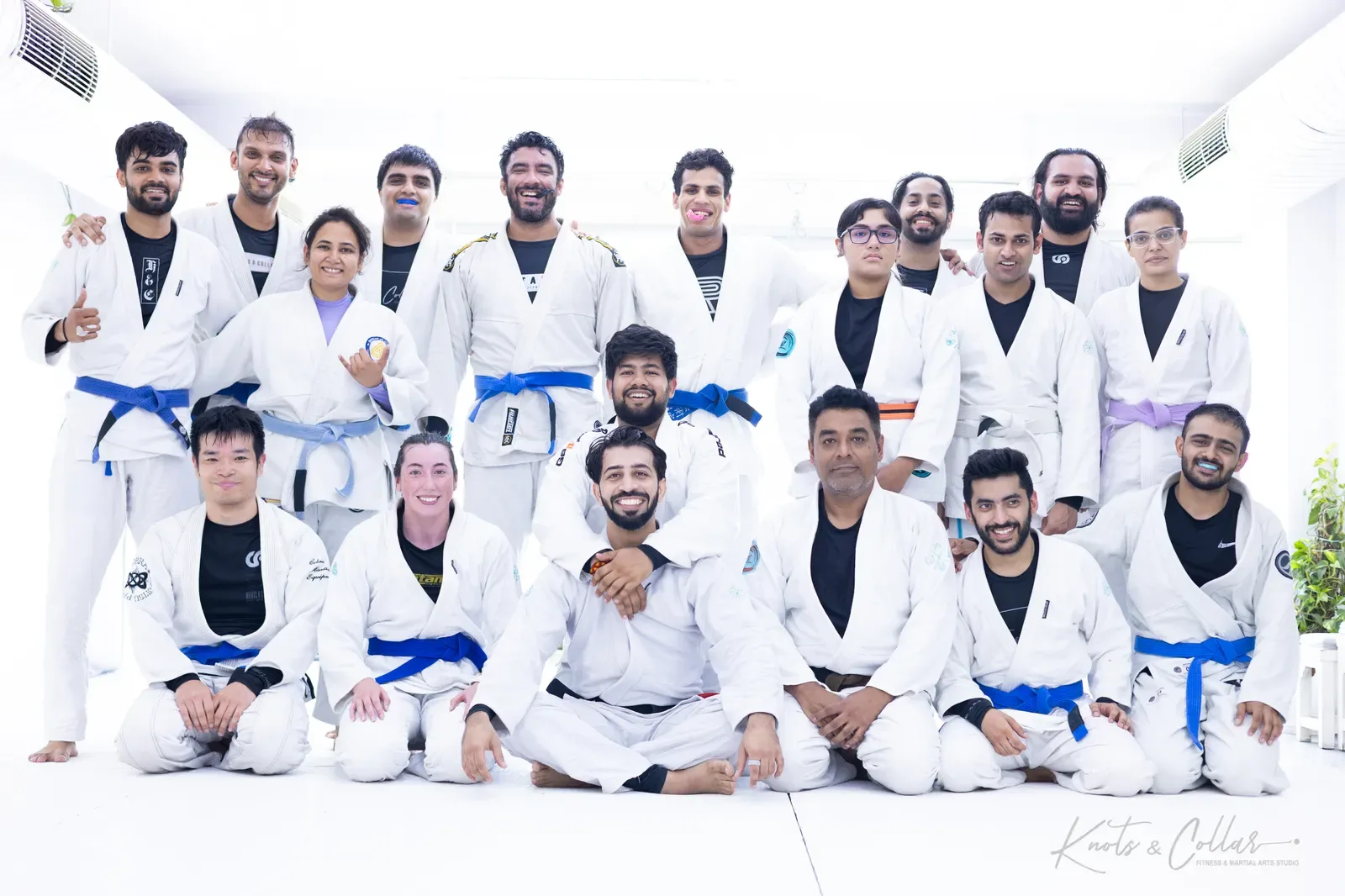 A group photo at Knots & Collar, the BJJ studio in Defence Colony, New Delhi, India