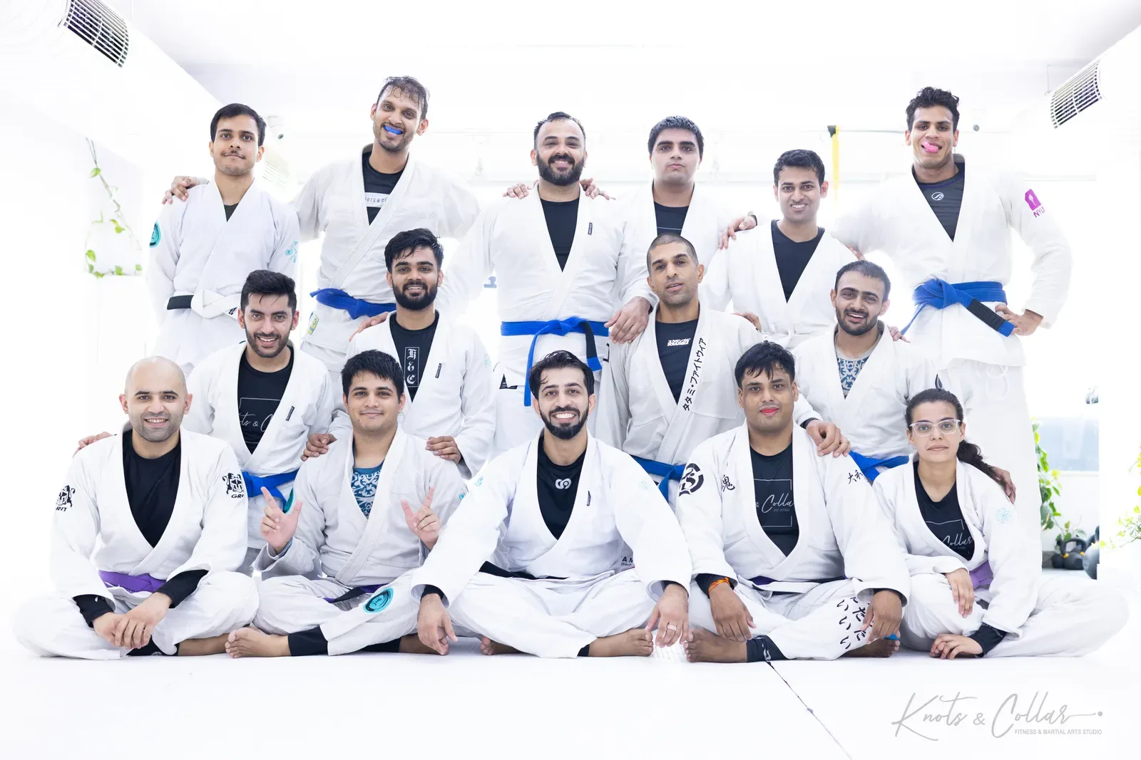 A group photo at Knots & Collar, the BJJ studio in Defence Colony, New Delhi, India