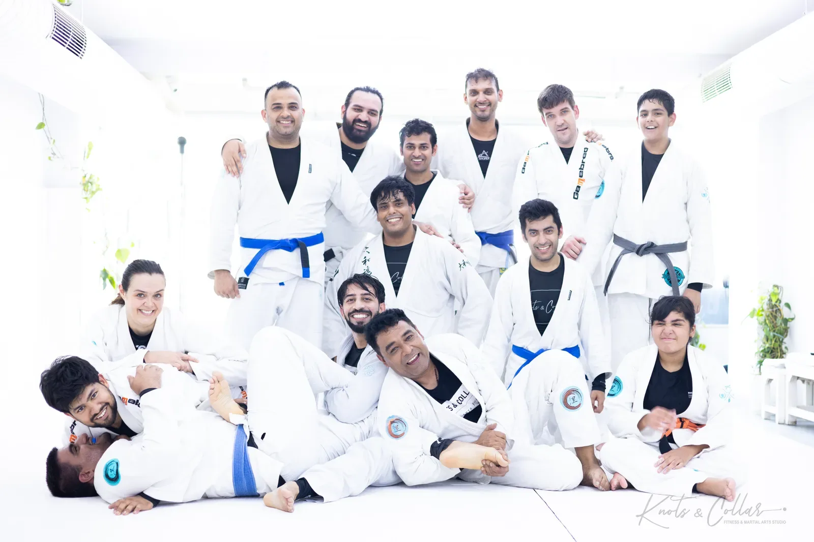 A group photo at Knots & Collar, the BJJ studio in Defence Colony, New Delhi, India