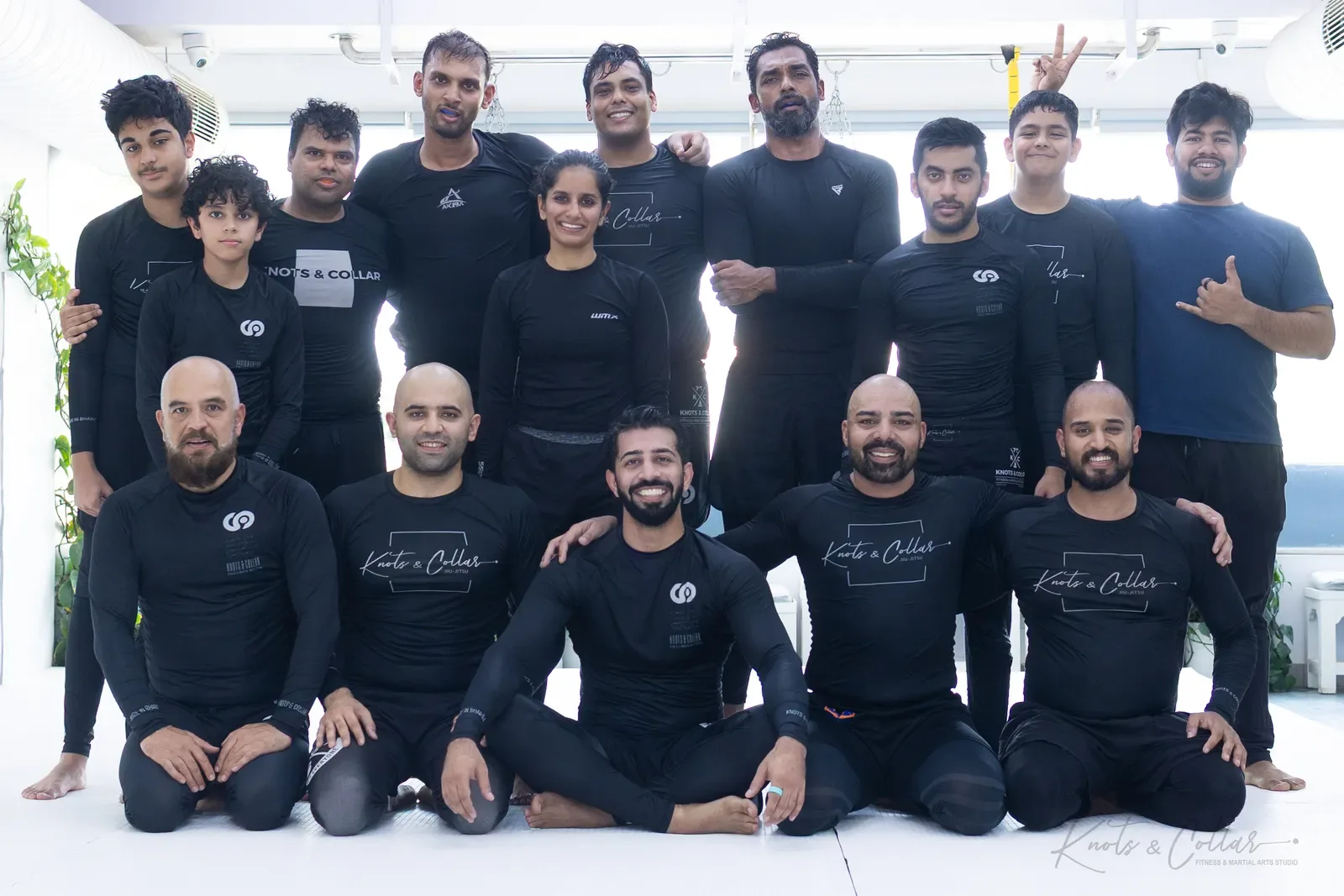 A group photo at Knots & Collar, the BJJ studio in Defence Colony, New Delhi, India