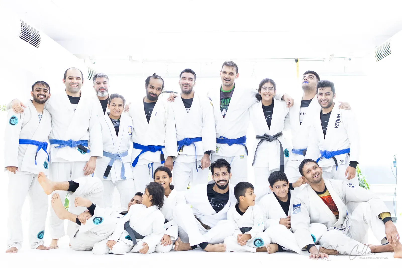 A group photo at Knots & Collar, the BJJ studio in Defence Colony, New Delhi, India